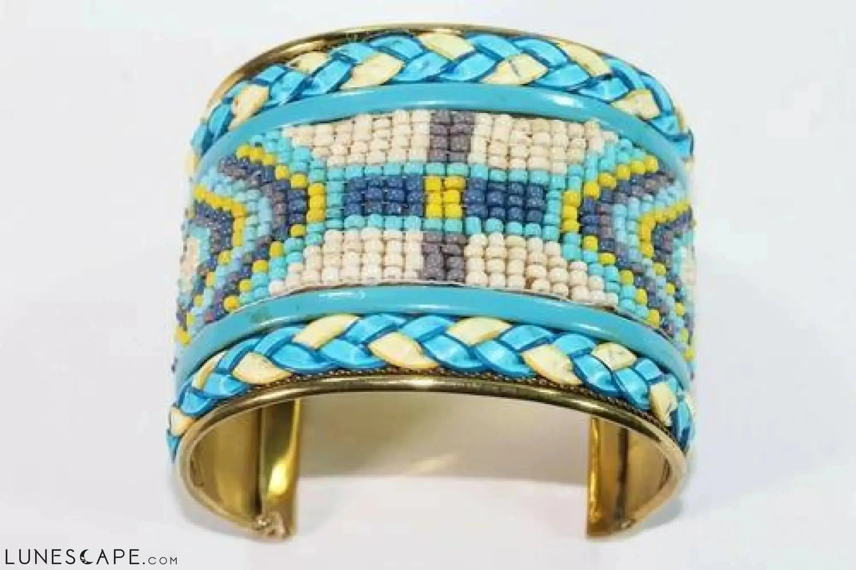 Wide Beaded Cuff - Orange / Blue / Yellow LUNESCAPE