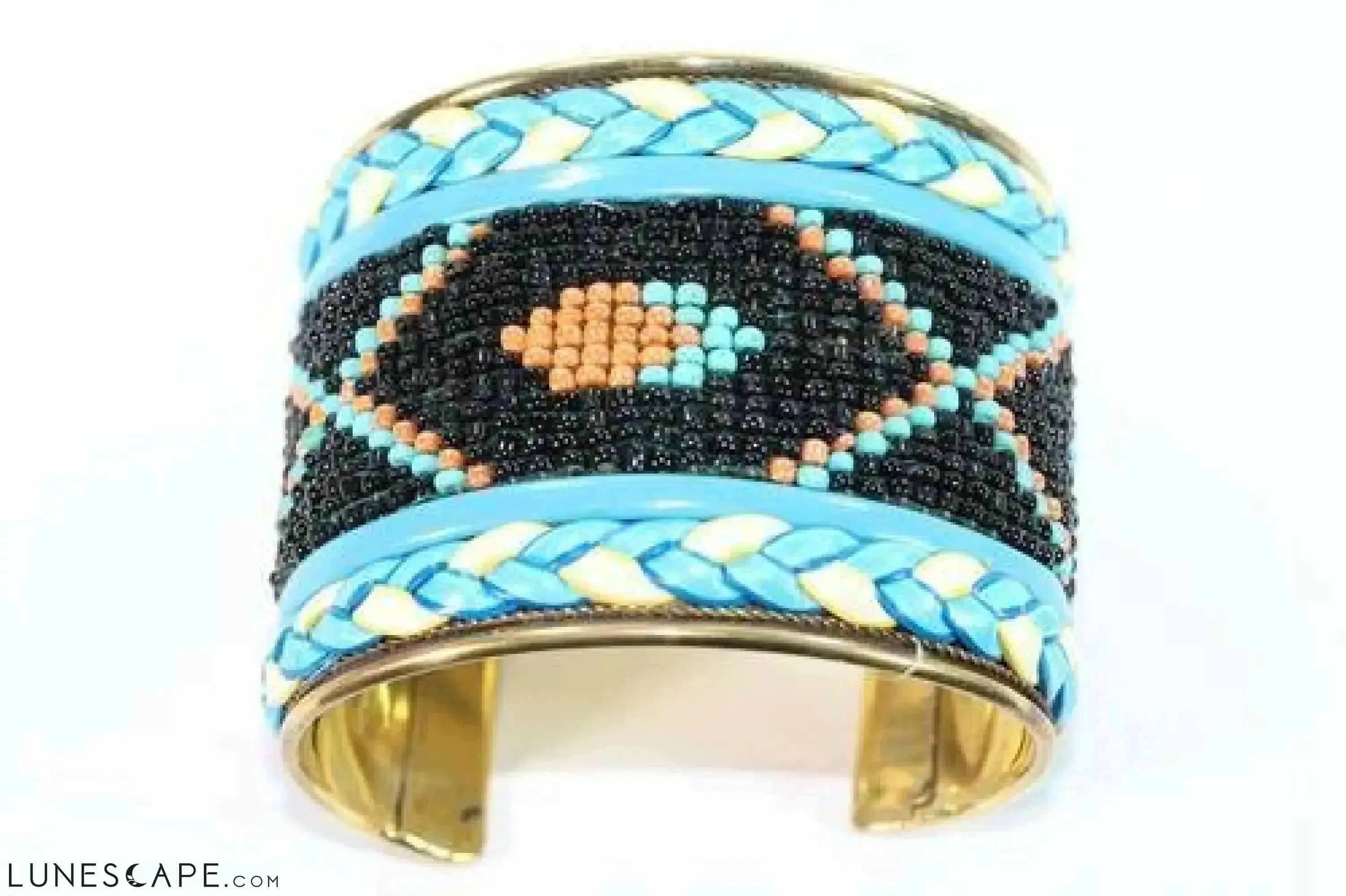 Wide Beaded Cuff - Orange / Blue / Yellow LUNESCAPE
