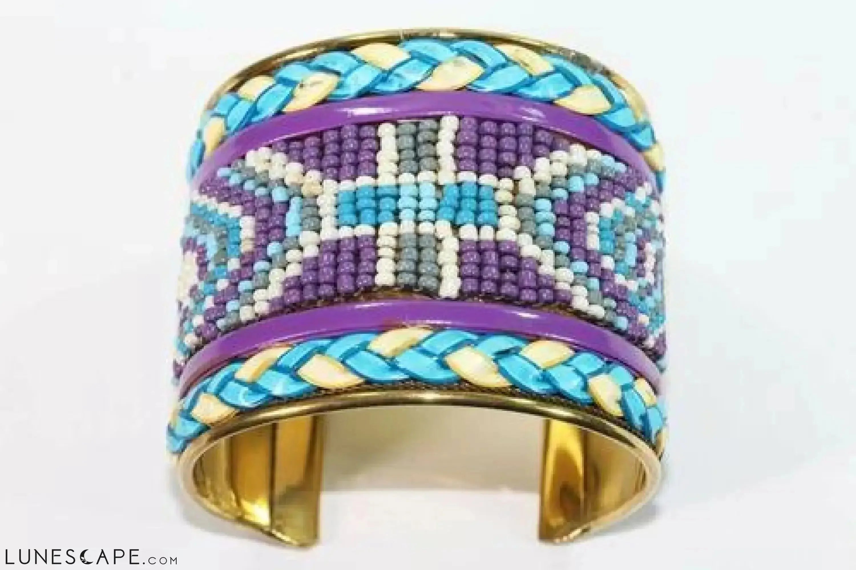 Wide Beaded Cuff - Orange / Blue / Yellow LUNESCAPE