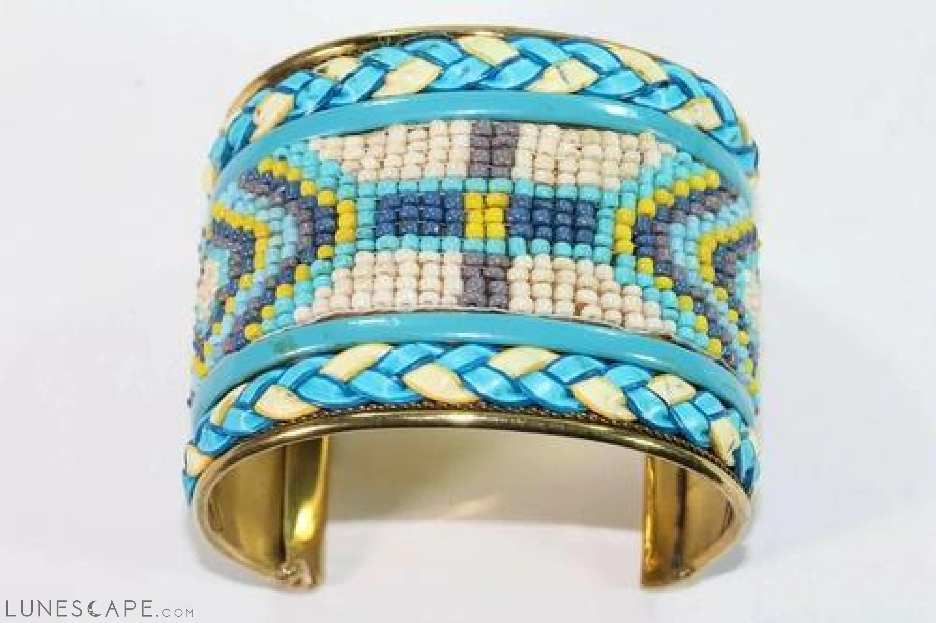 Wide Beaded Cuff - Pink / Yellow / Blue LUNESCAPE