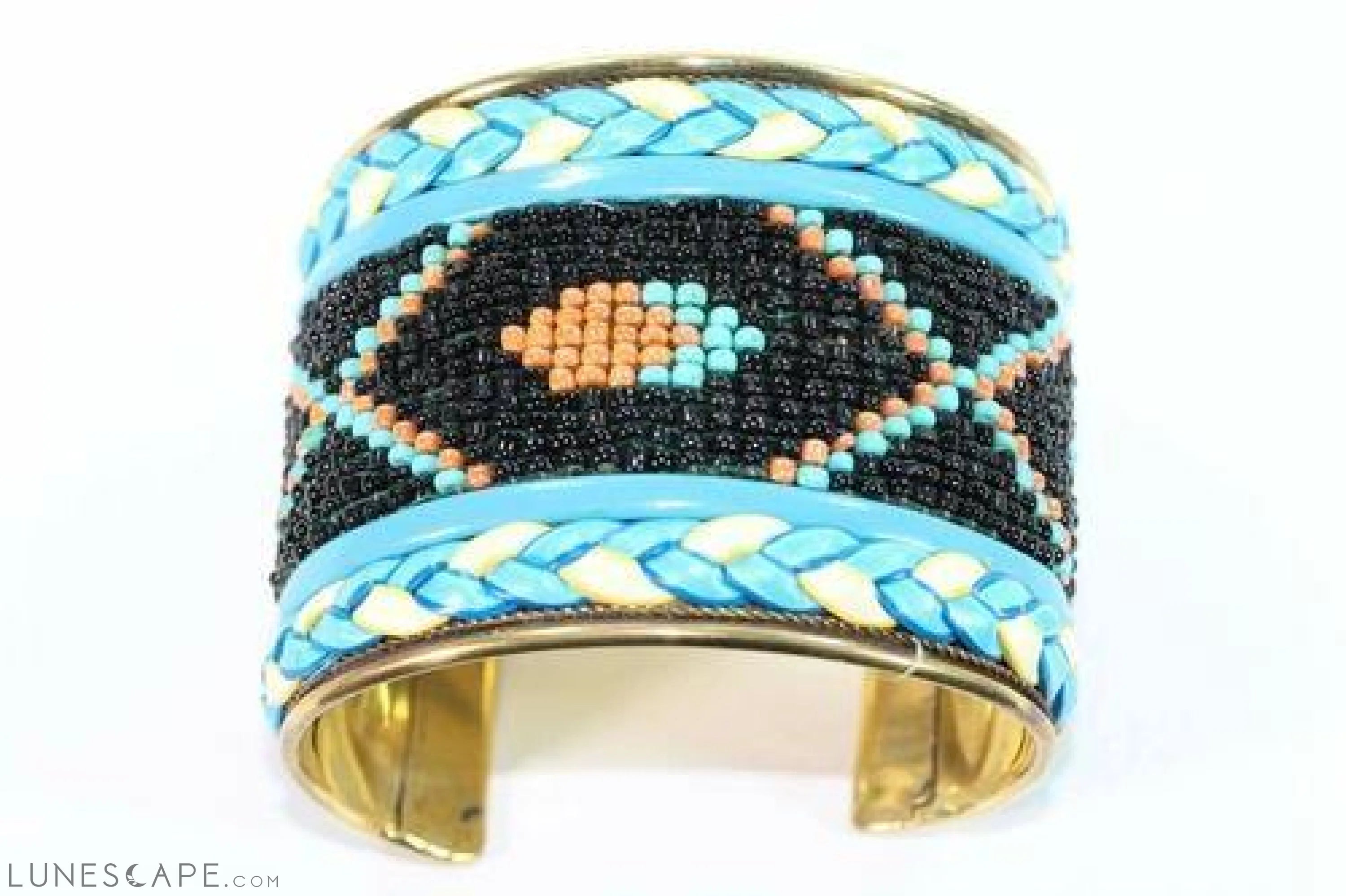 Wide Beaded Cuff - Turquoise / Red / Orange LUNESCAPE
