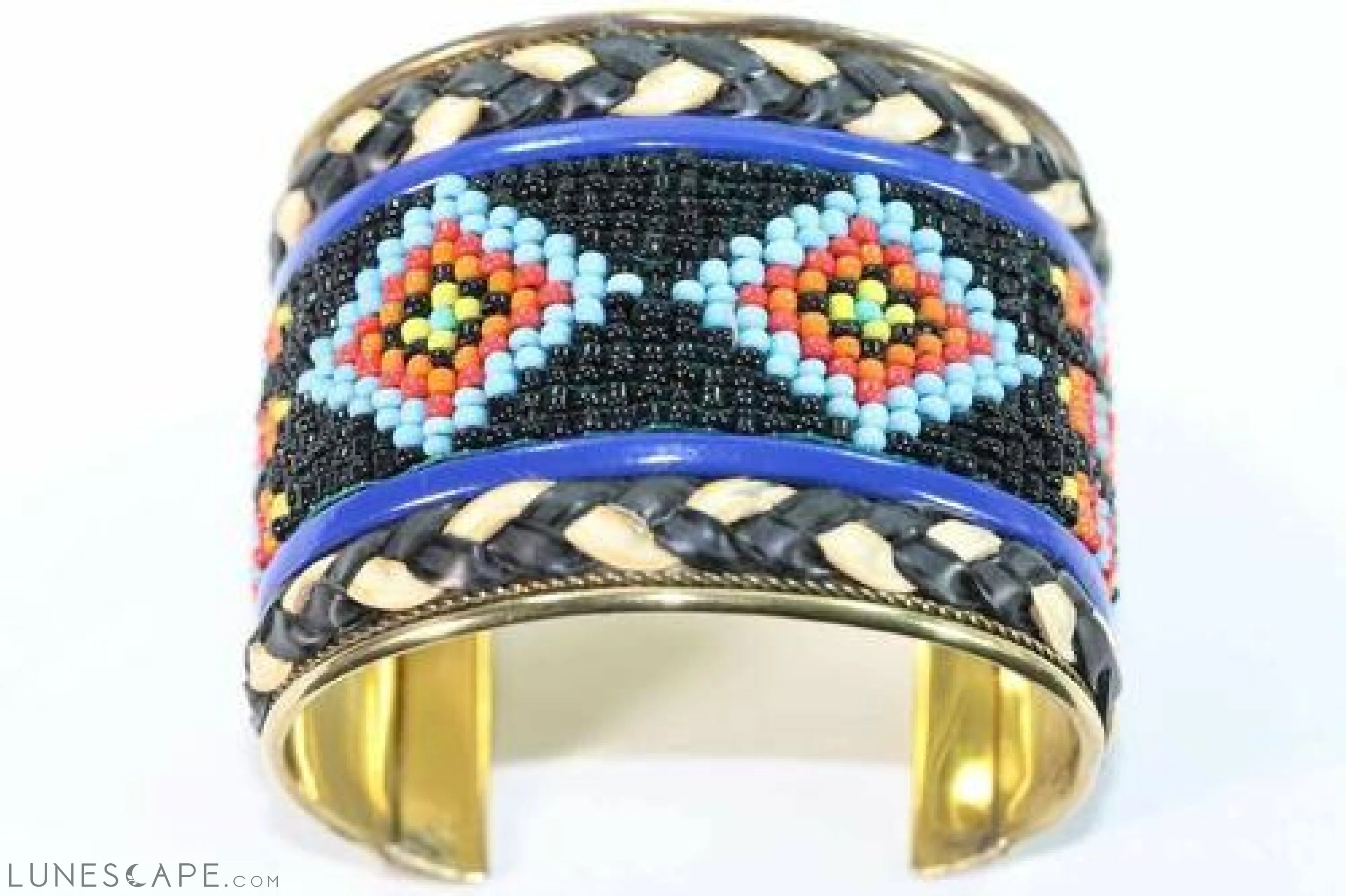 Wide Beaded Cuff - Turquoise / Red / Orange LUNESCAPE