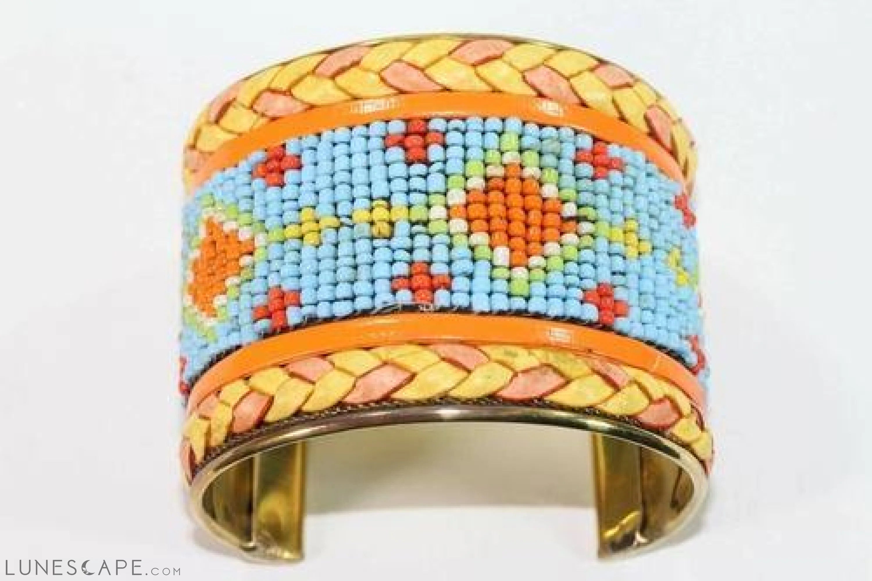 Wide Beaded Cuff - Turquoise / Red / Orange LUNESCAPE
