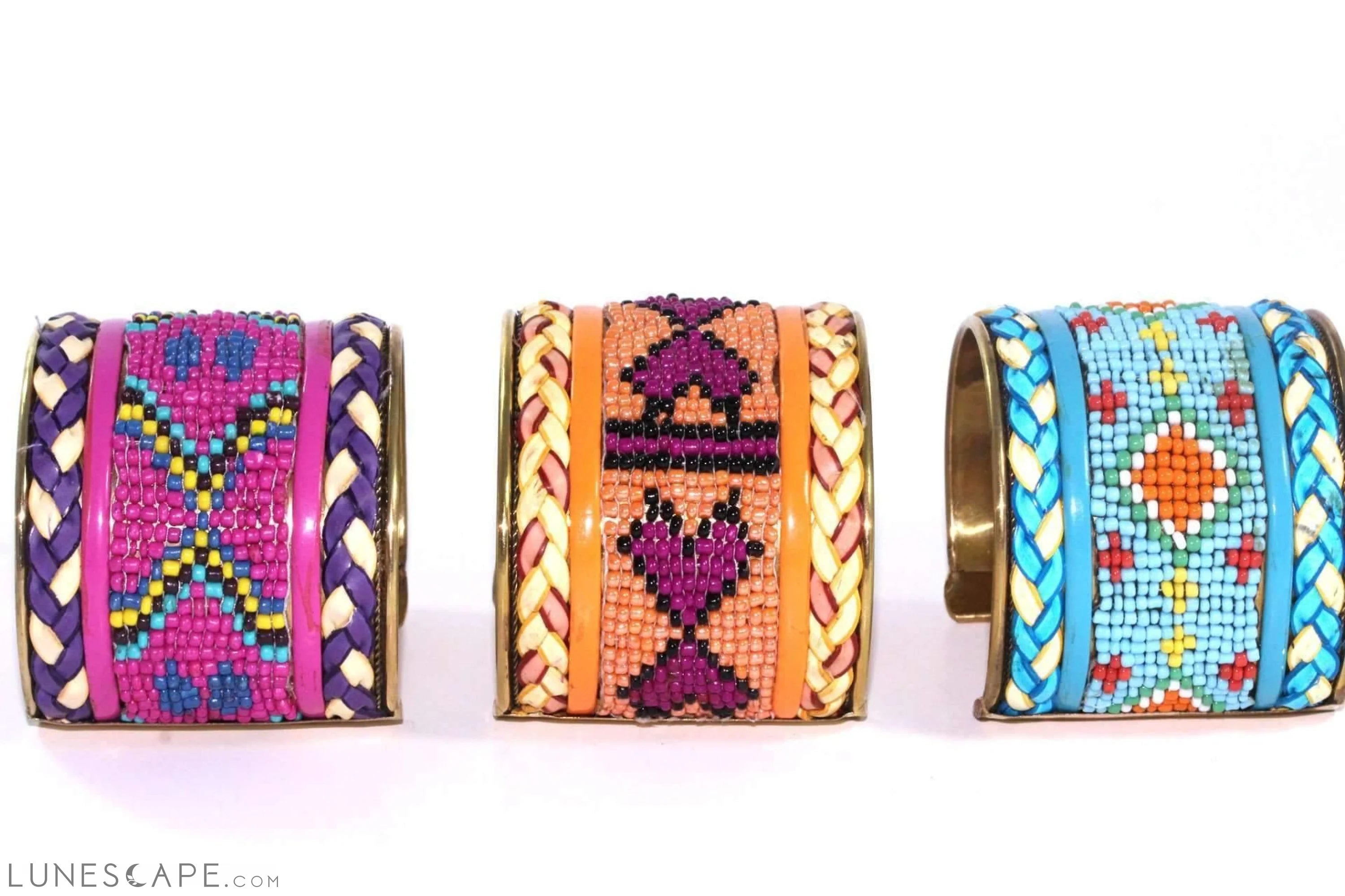 Wide Beaded Cuff - Turquoise / Red / Orange LUNESCAPE