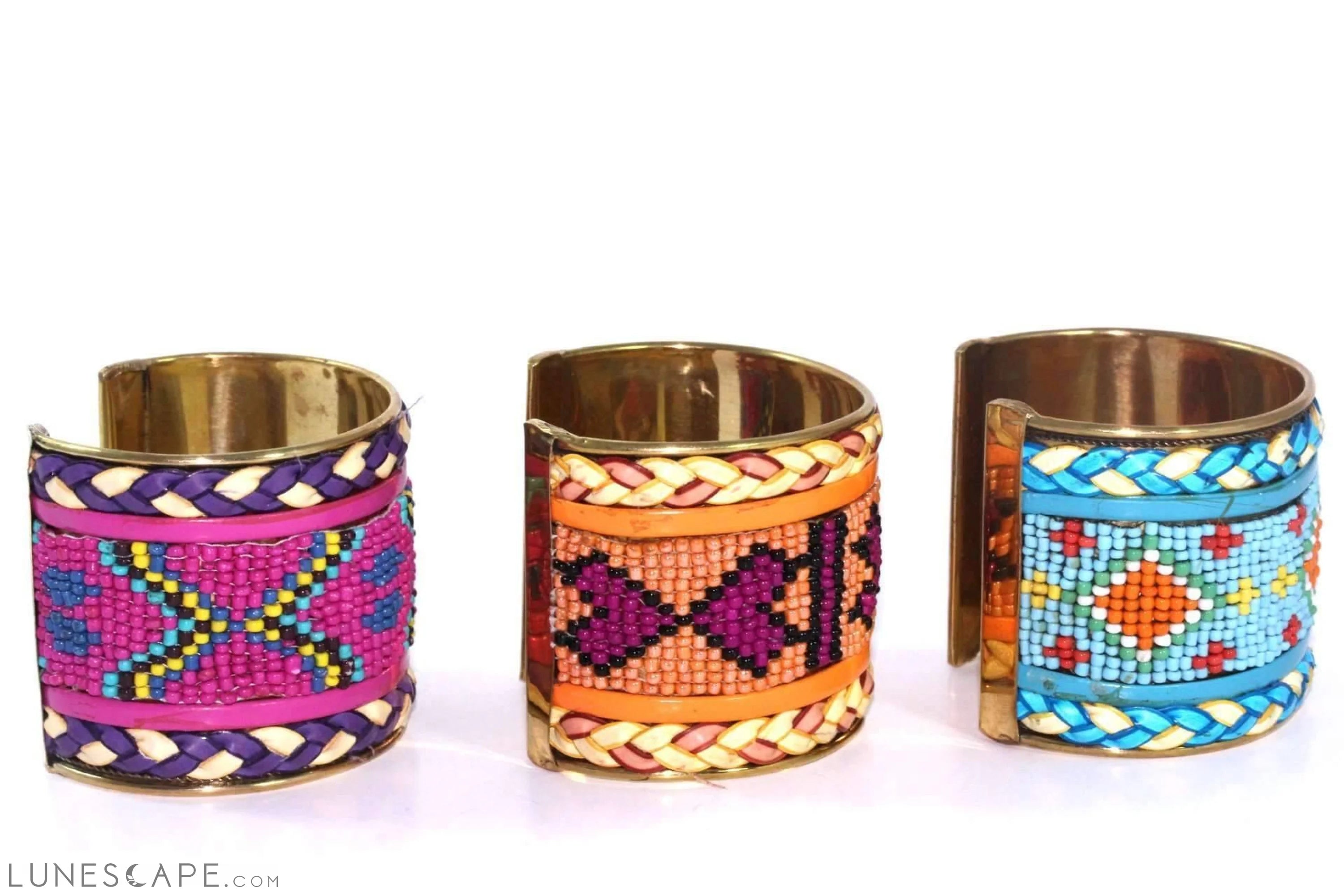 Wide Beaded Cuff - Turquoise / Red / Orange LUNESCAPE