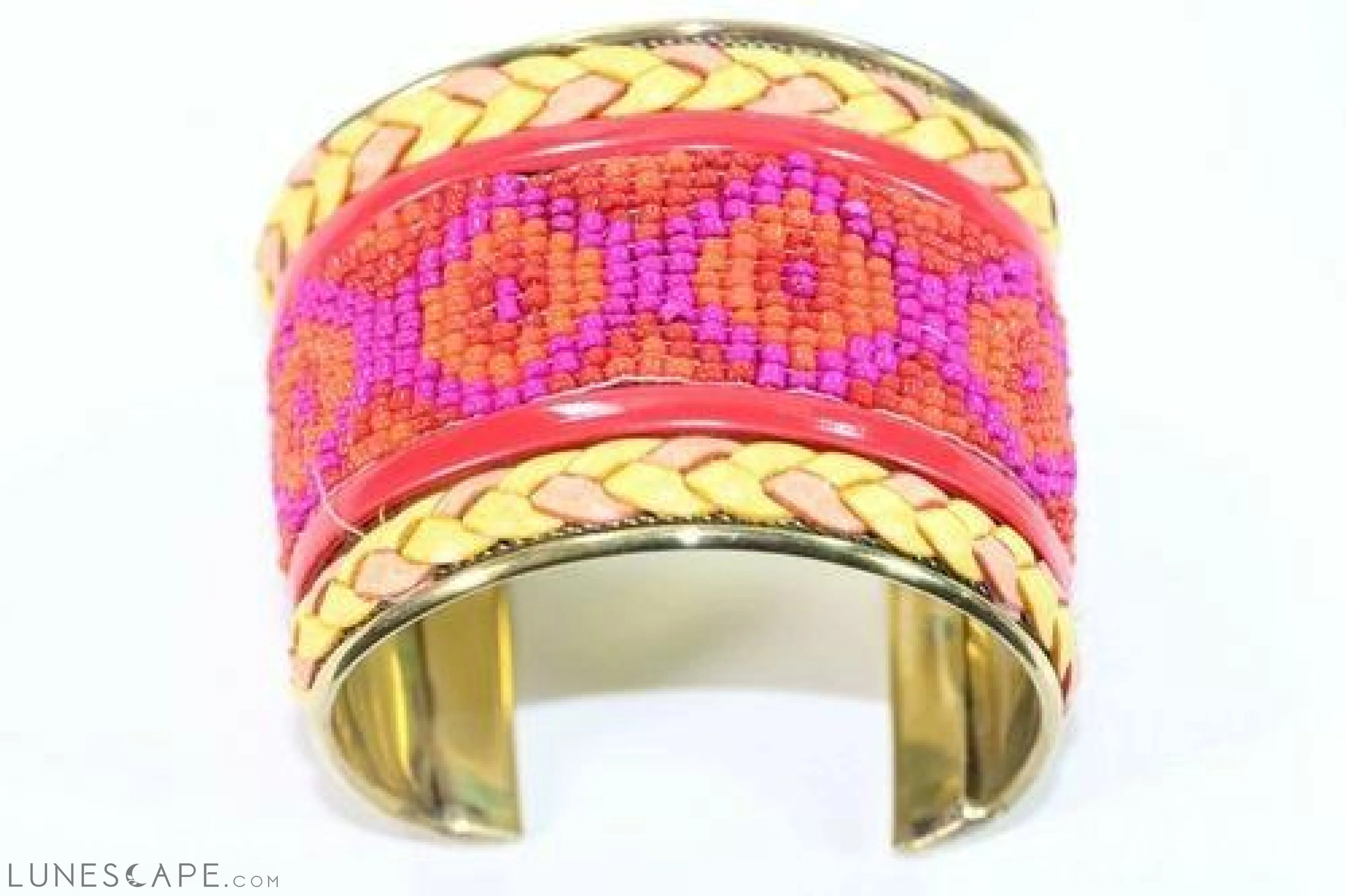 Wide Beaded Cuff - Turquoise / Red / Orange LUNESCAPE