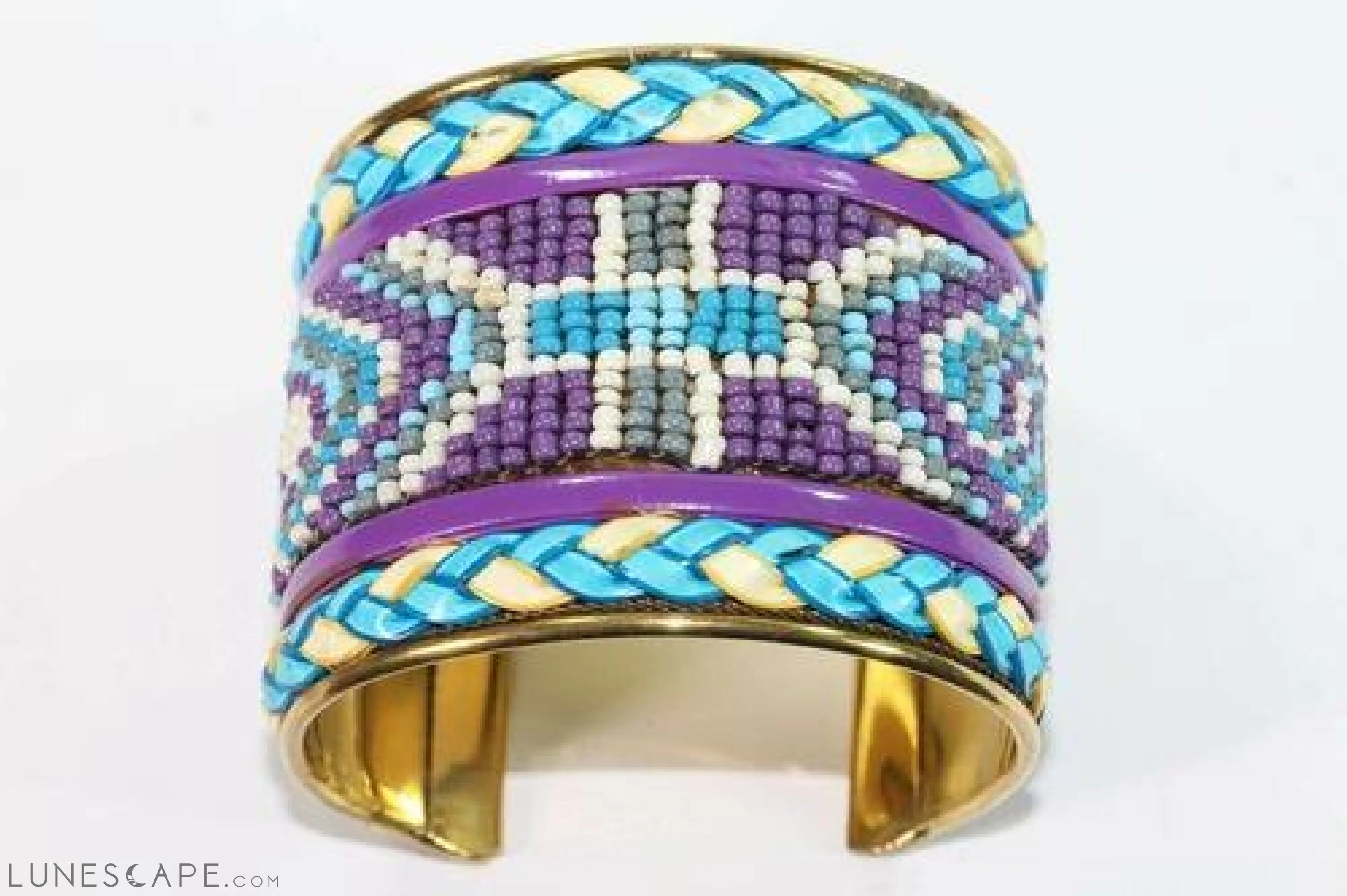 Wide Beaded Cuff - Turquoise / Red / Orange LUNESCAPE