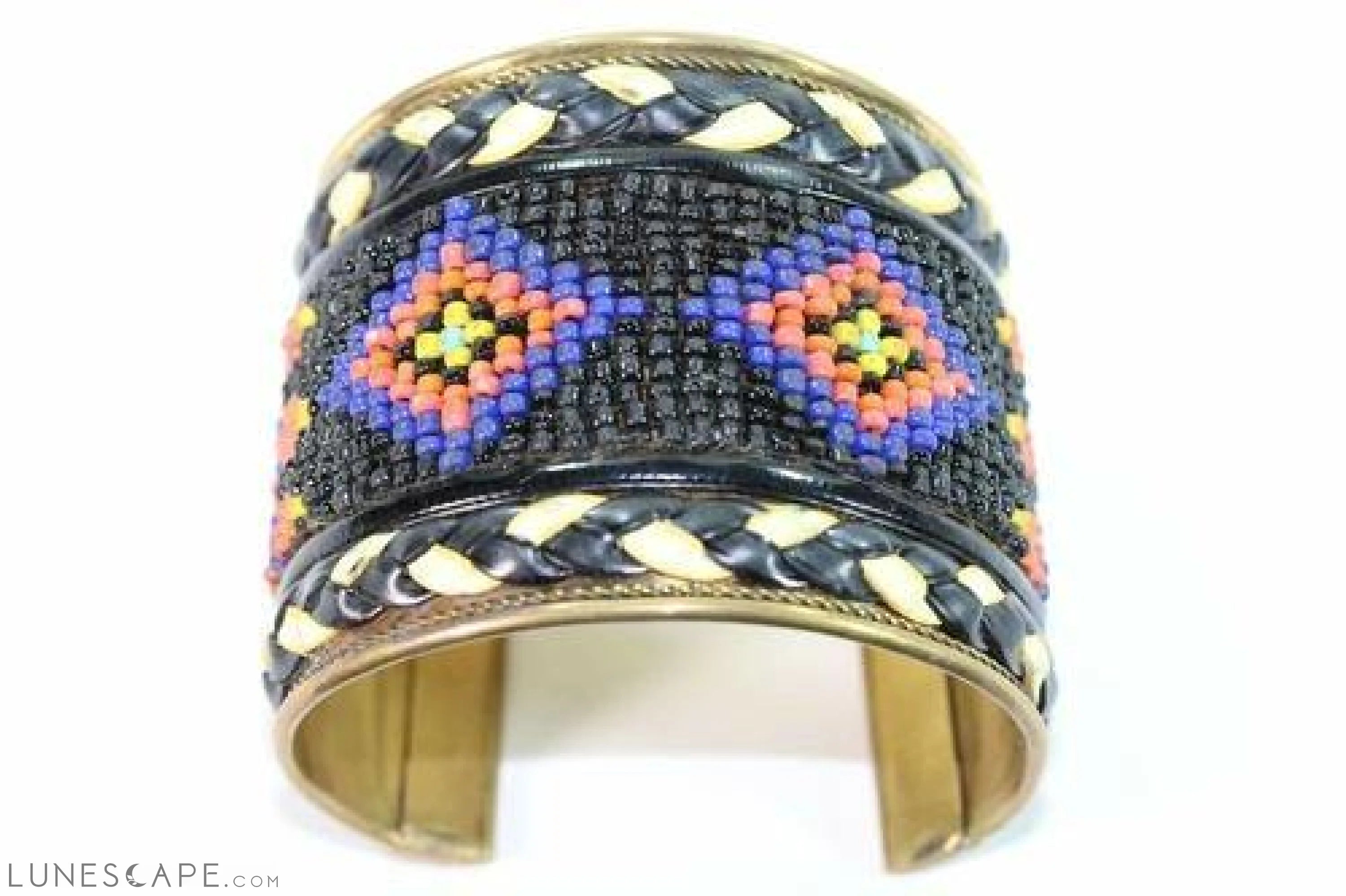 Wide Beaded Cuff - Turquoise / Red / Orange LUNESCAPE