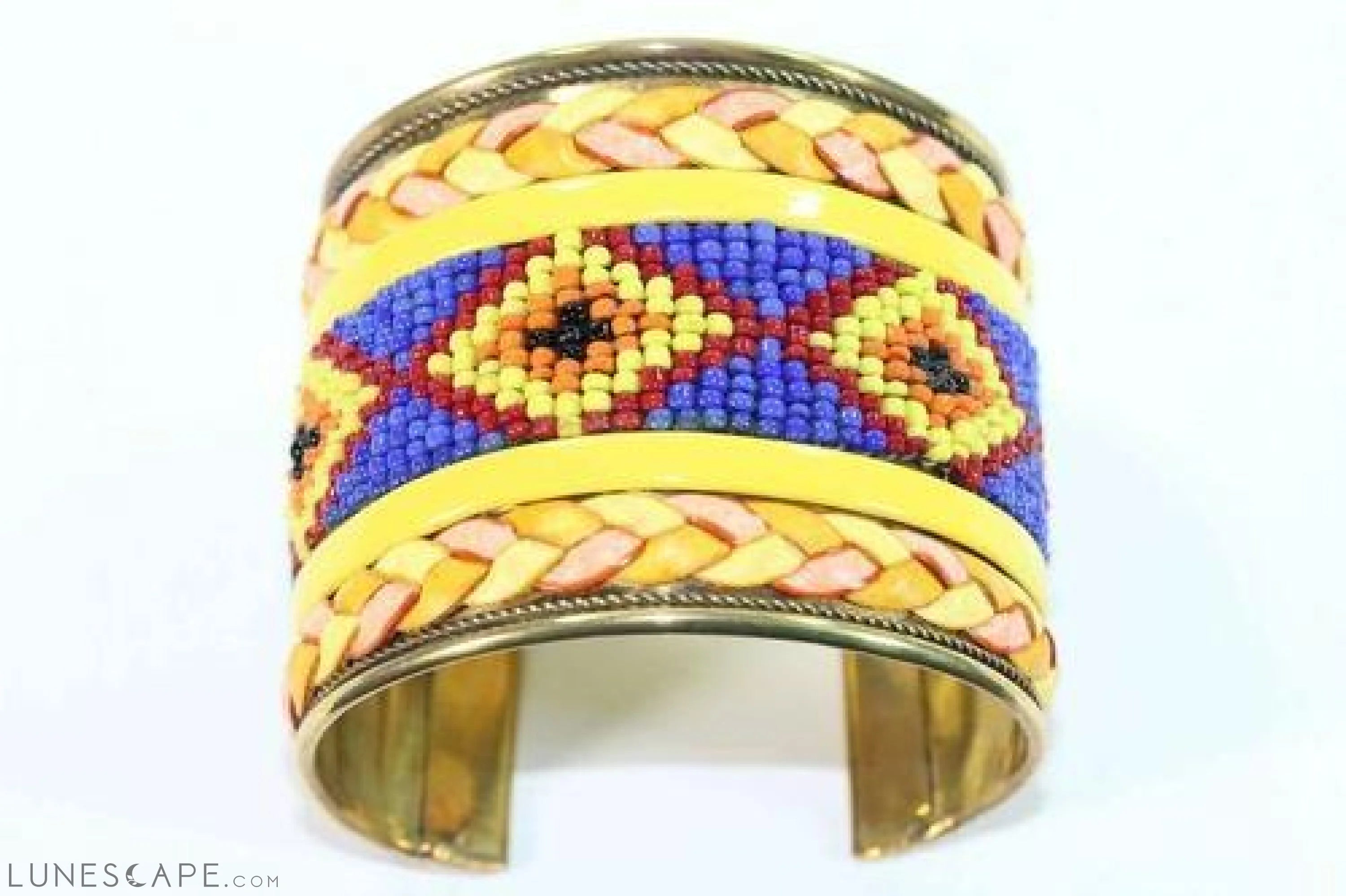 Wide Beaded Cuff - Turquoise / Red / Orange LUNESCAPE