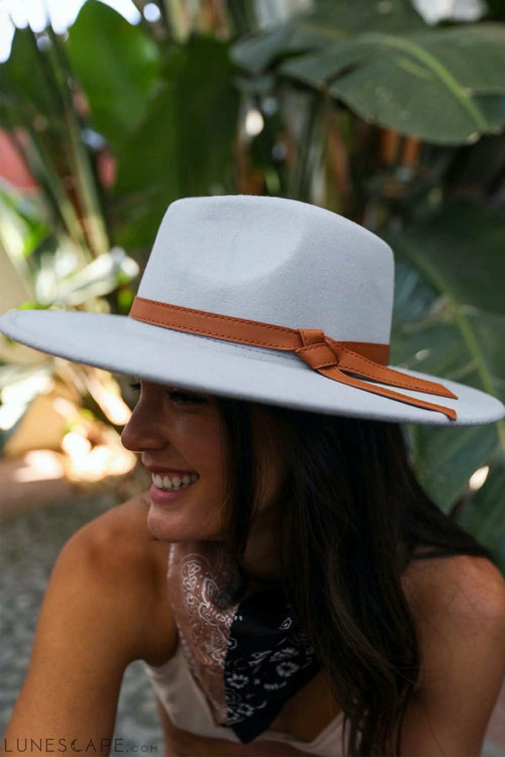 Wide Brim Leather Ribbon Bolero Hat LUNESCAPE