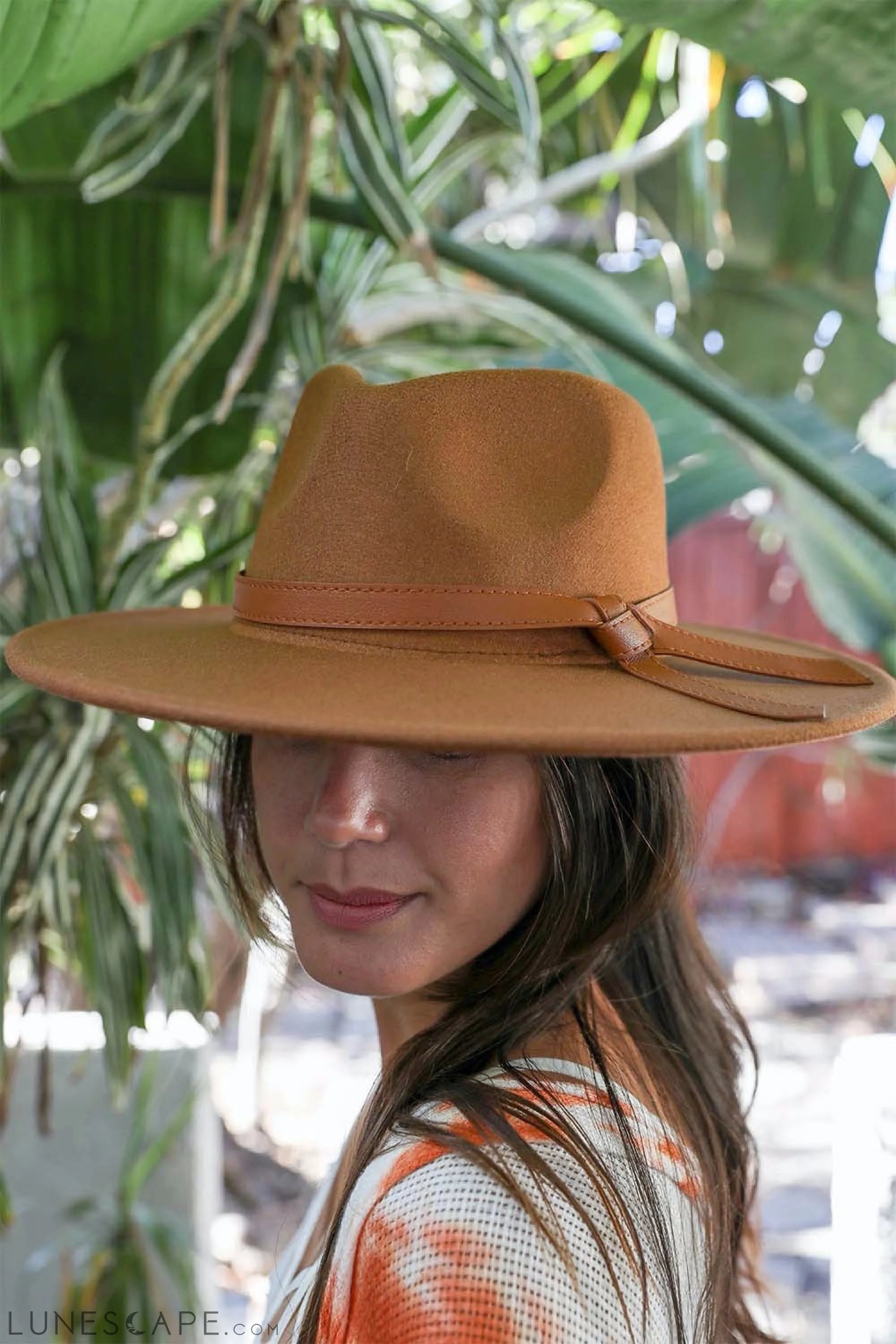 Wide Brim Leather Ribbon Bolero Hat LUNESCAPE