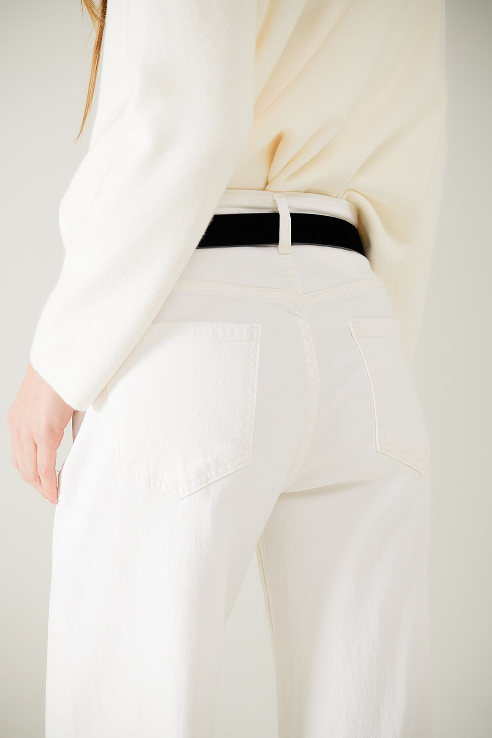 Wide Leg Cream Pants With Leopard Print at the Bottom LUNESCAPE