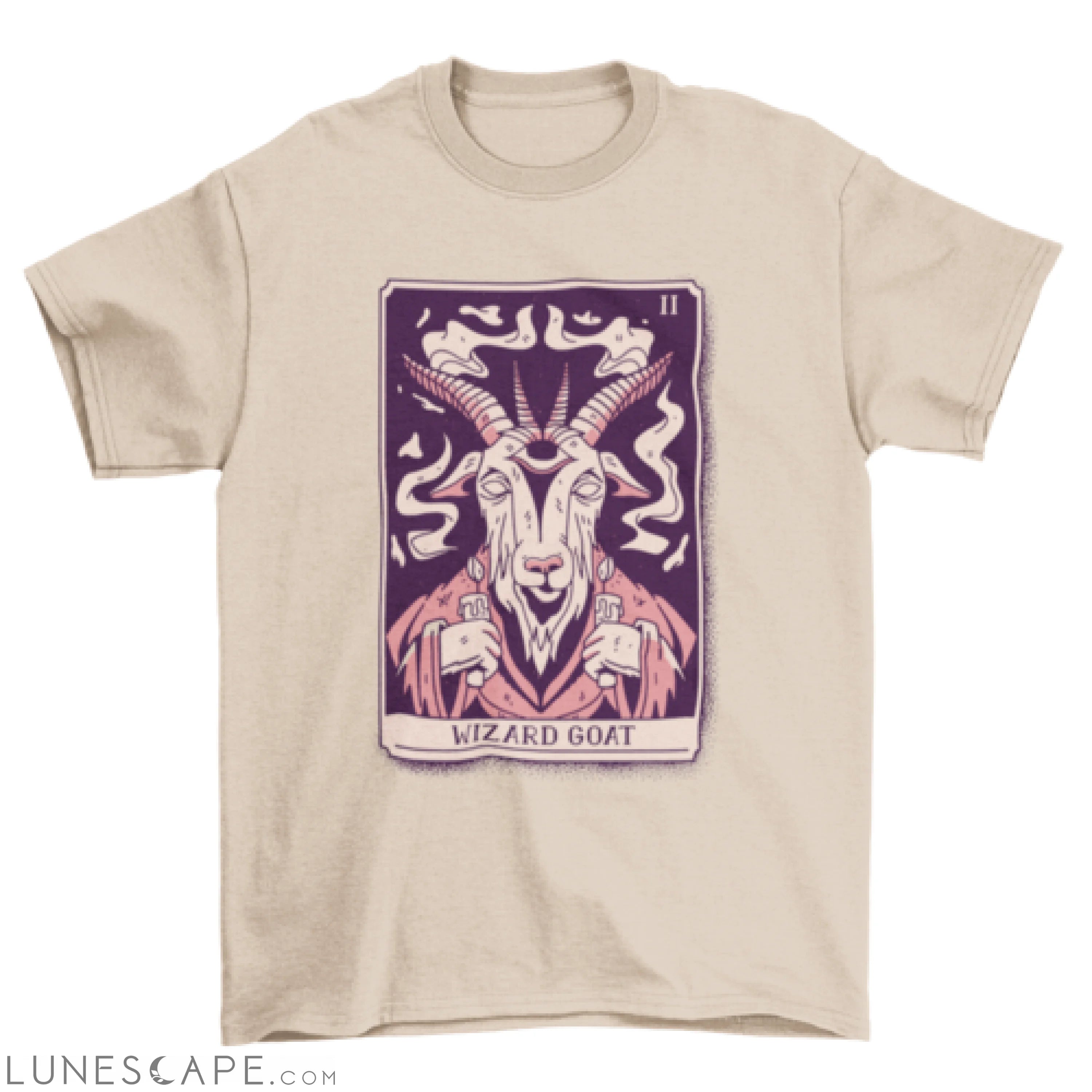 Wizard goat mystical tarot card t-shirt design LUNESCAPE