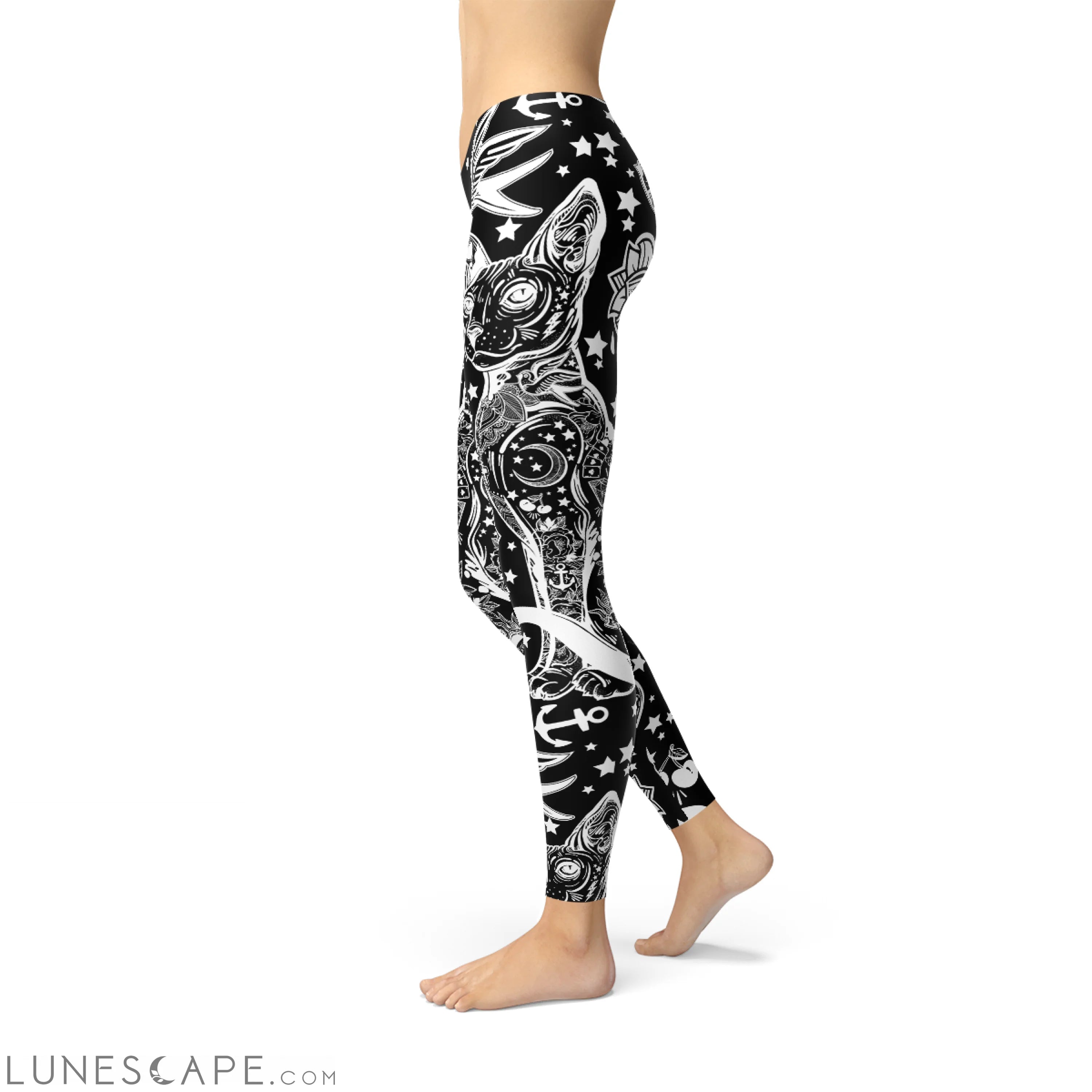 Womens Black Magic Cat Leggings Leggings