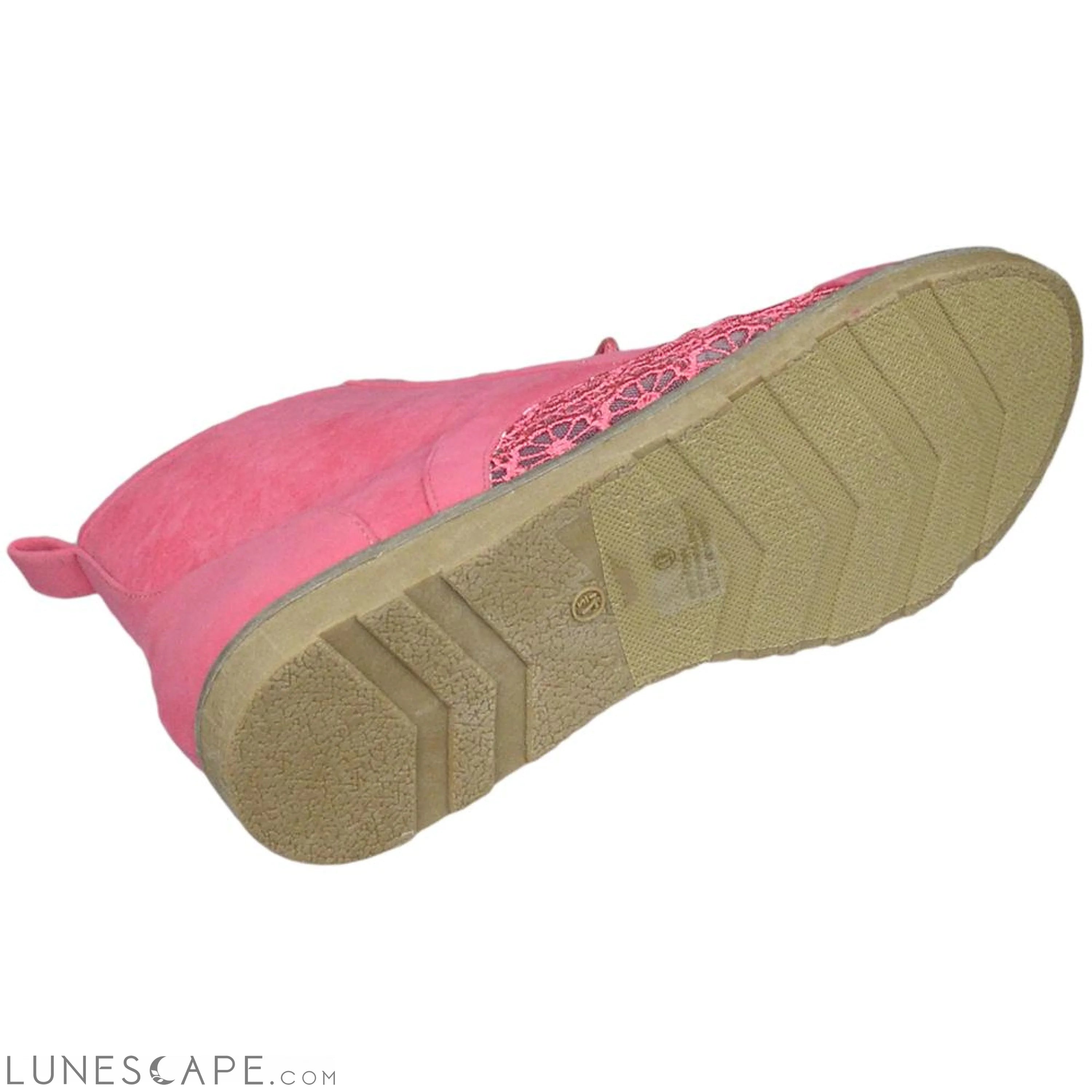 Women's Booties Embroidered Flower Lace Up Oxford Pink LUNESCAPE