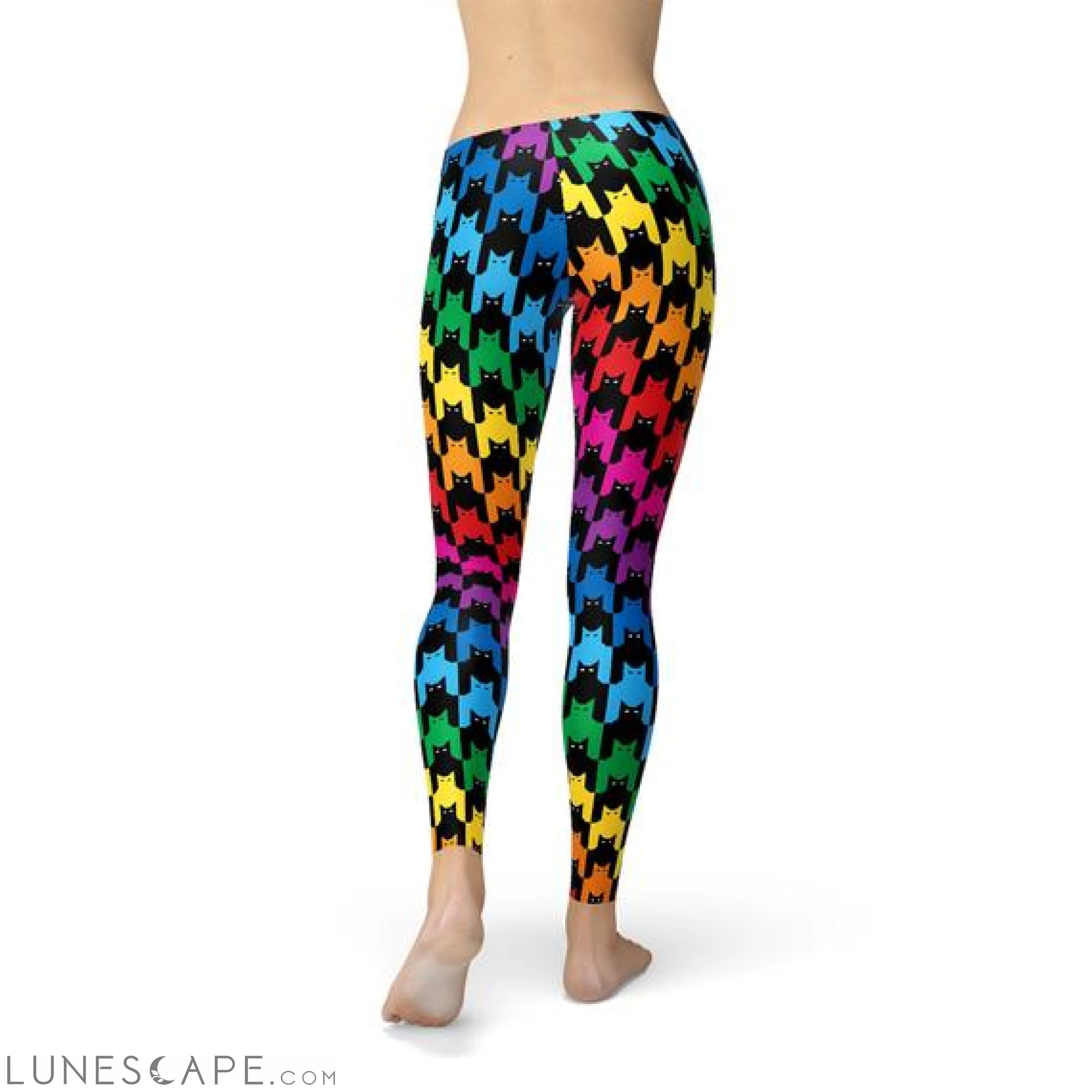 Womens Cat Houndstooth Leggings Leggings