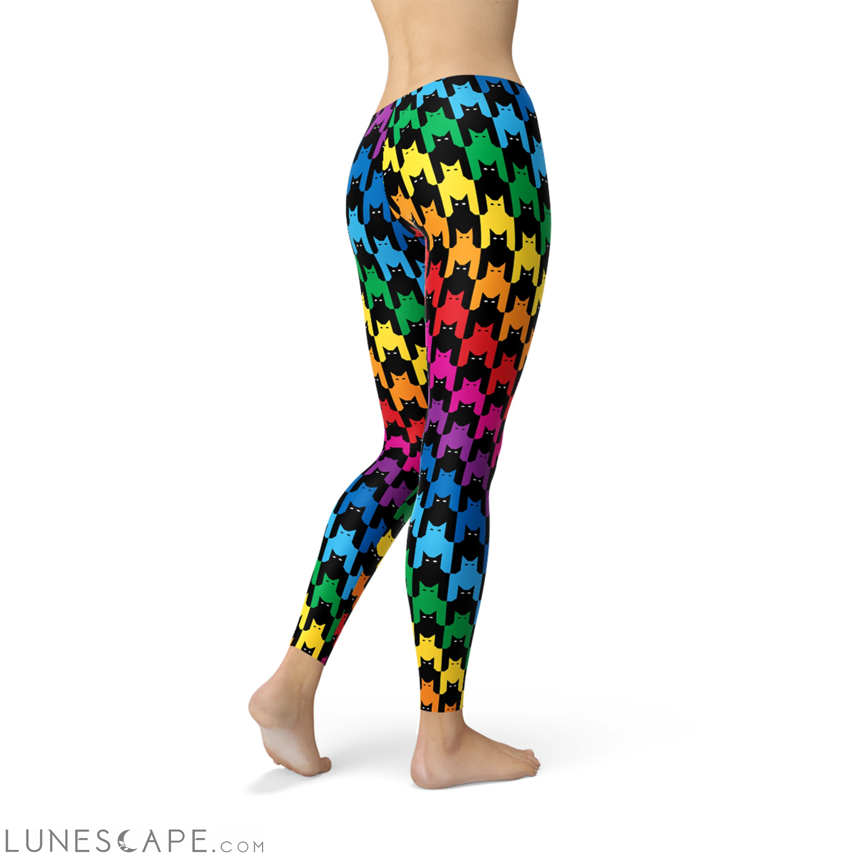 Womens Cat Houndstooth Leggings Leggings