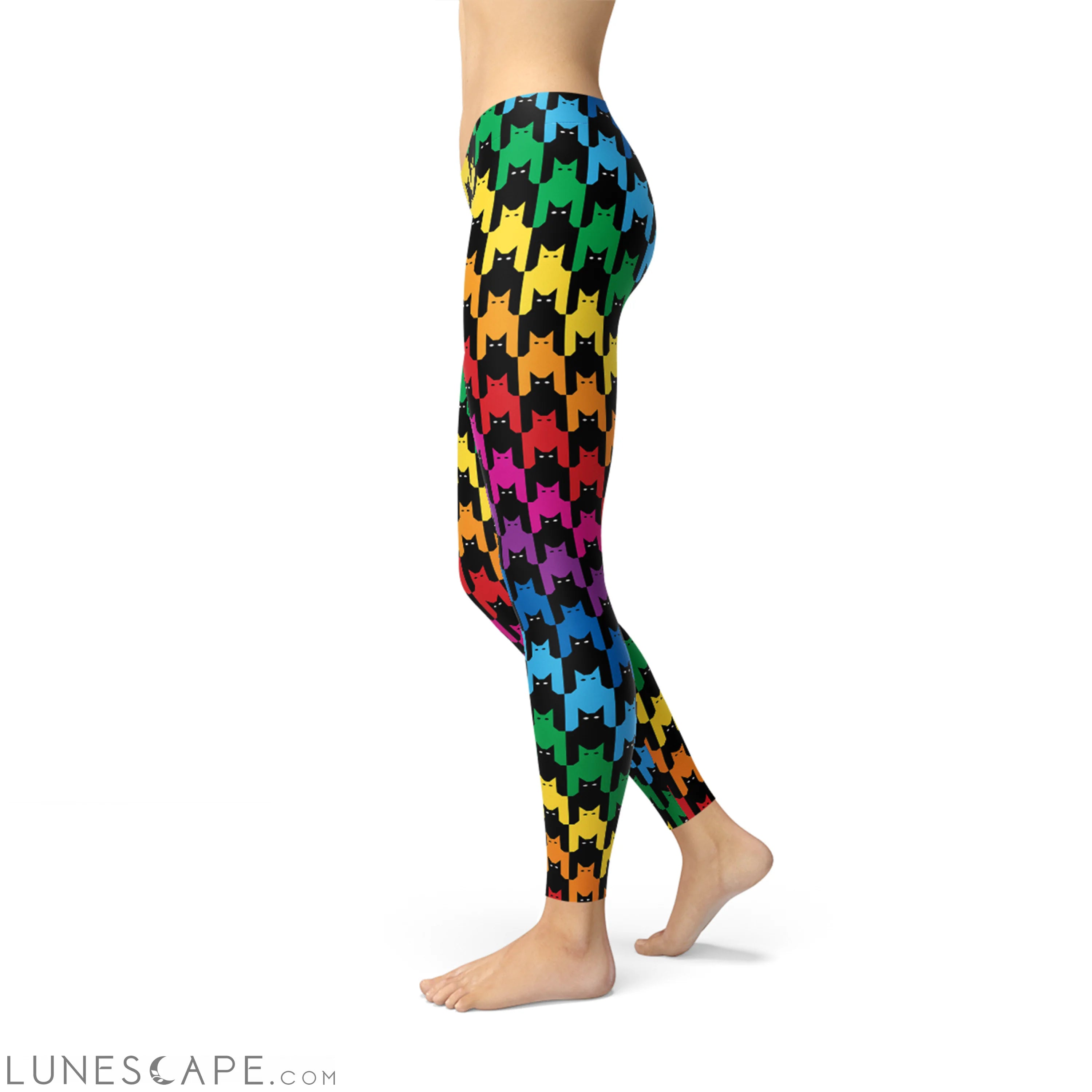 Womens Cat Houndstooth Leggings Leggings