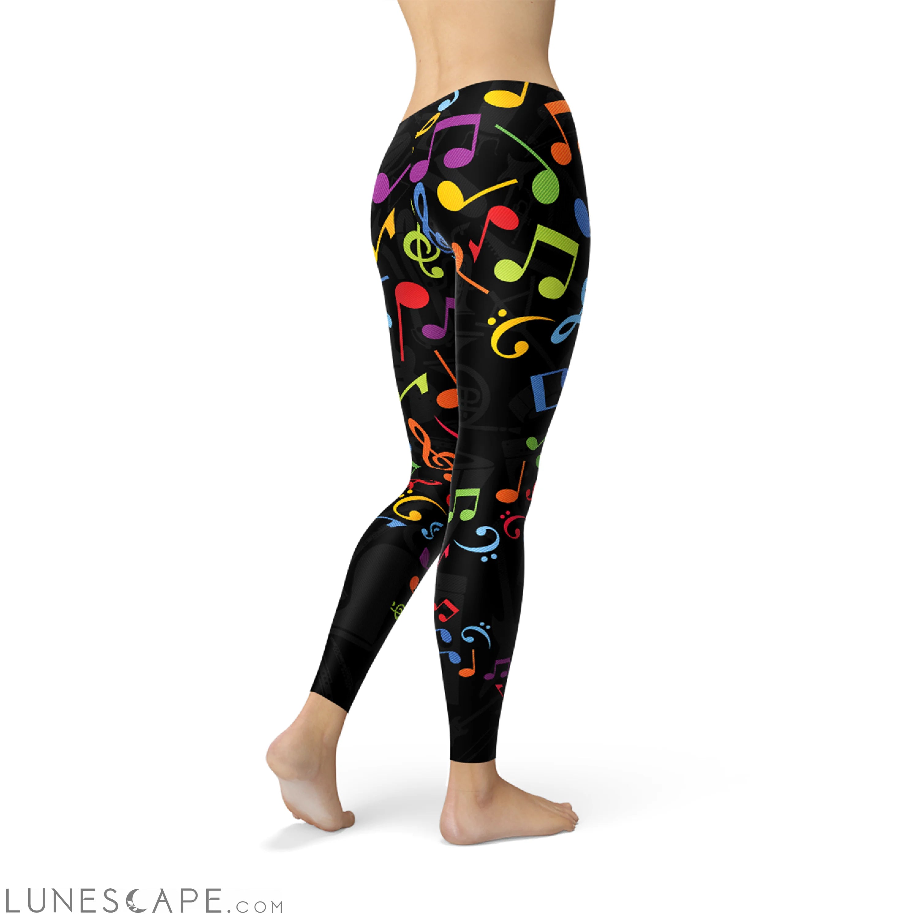 Womens Colorful Music Notes Leggings Leggings