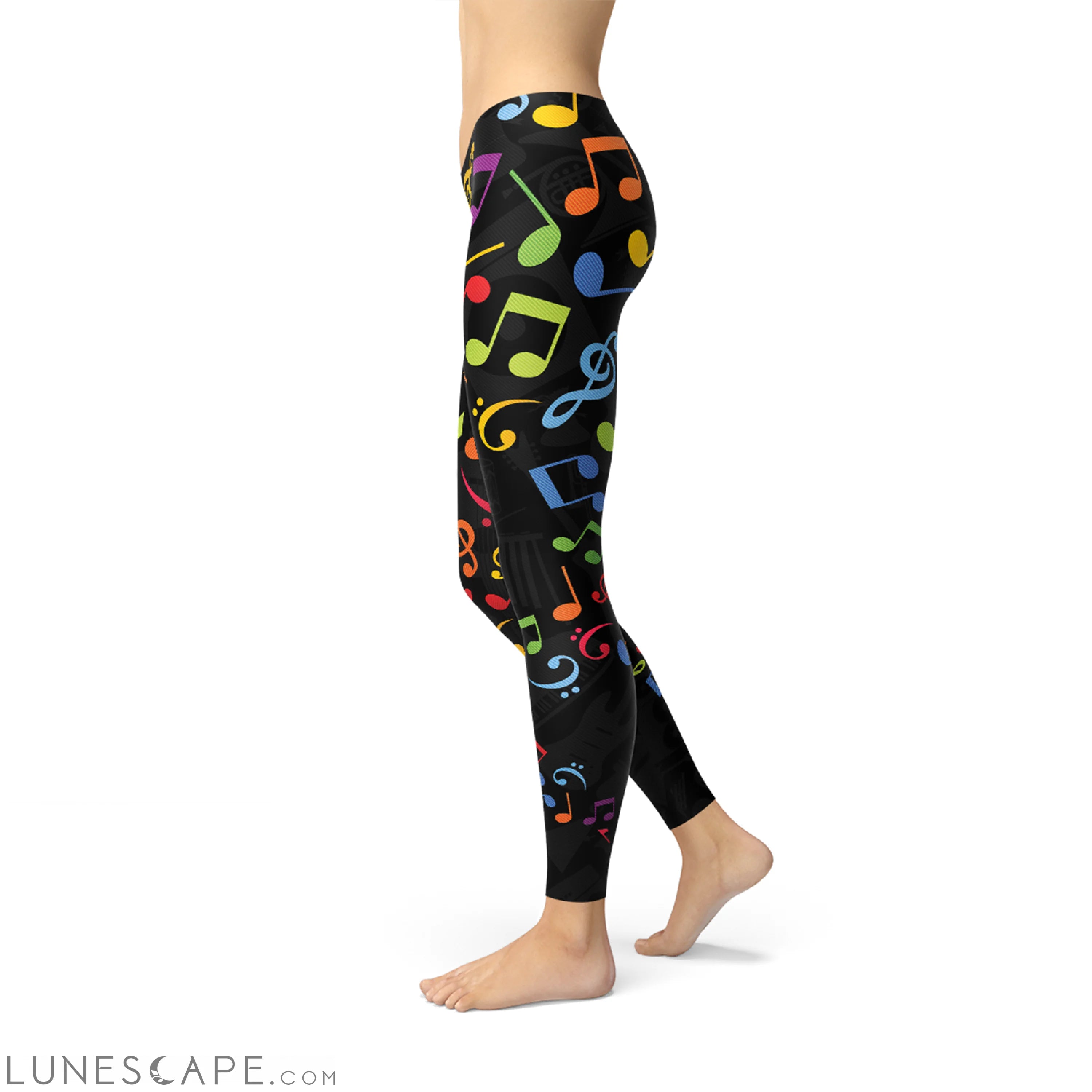 Womens Colorful Music Notes Leggings Leggings