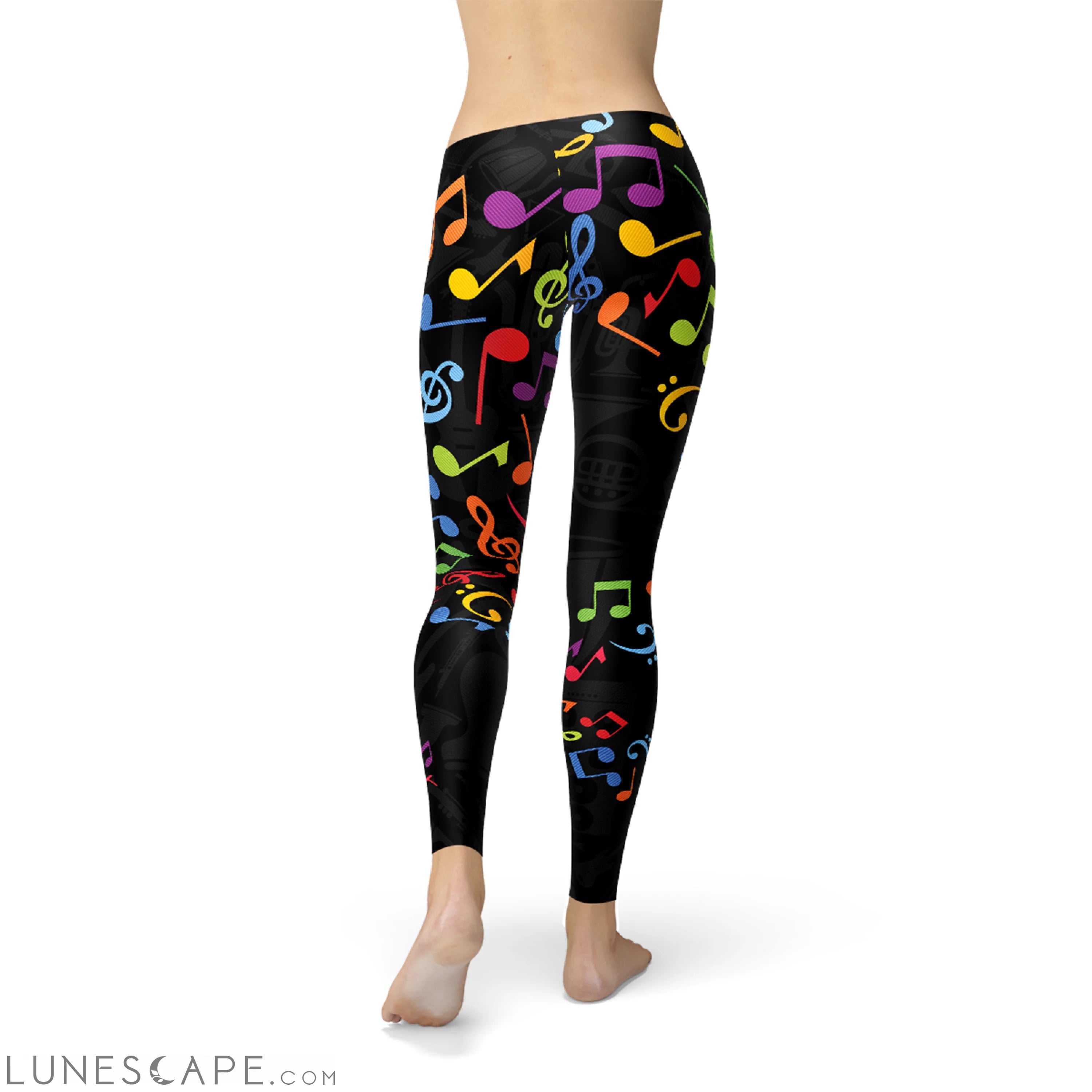 Womens Colorful Music Notes Leggings Leggings