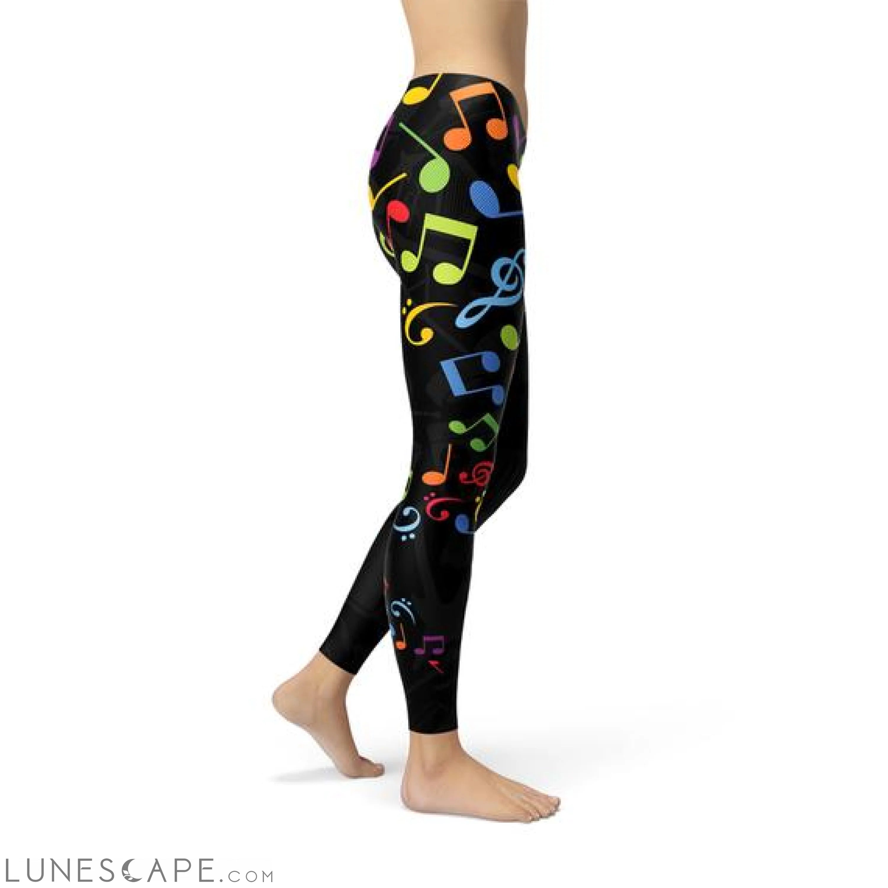 Womens Colorful Music Notes Leggings Leggings