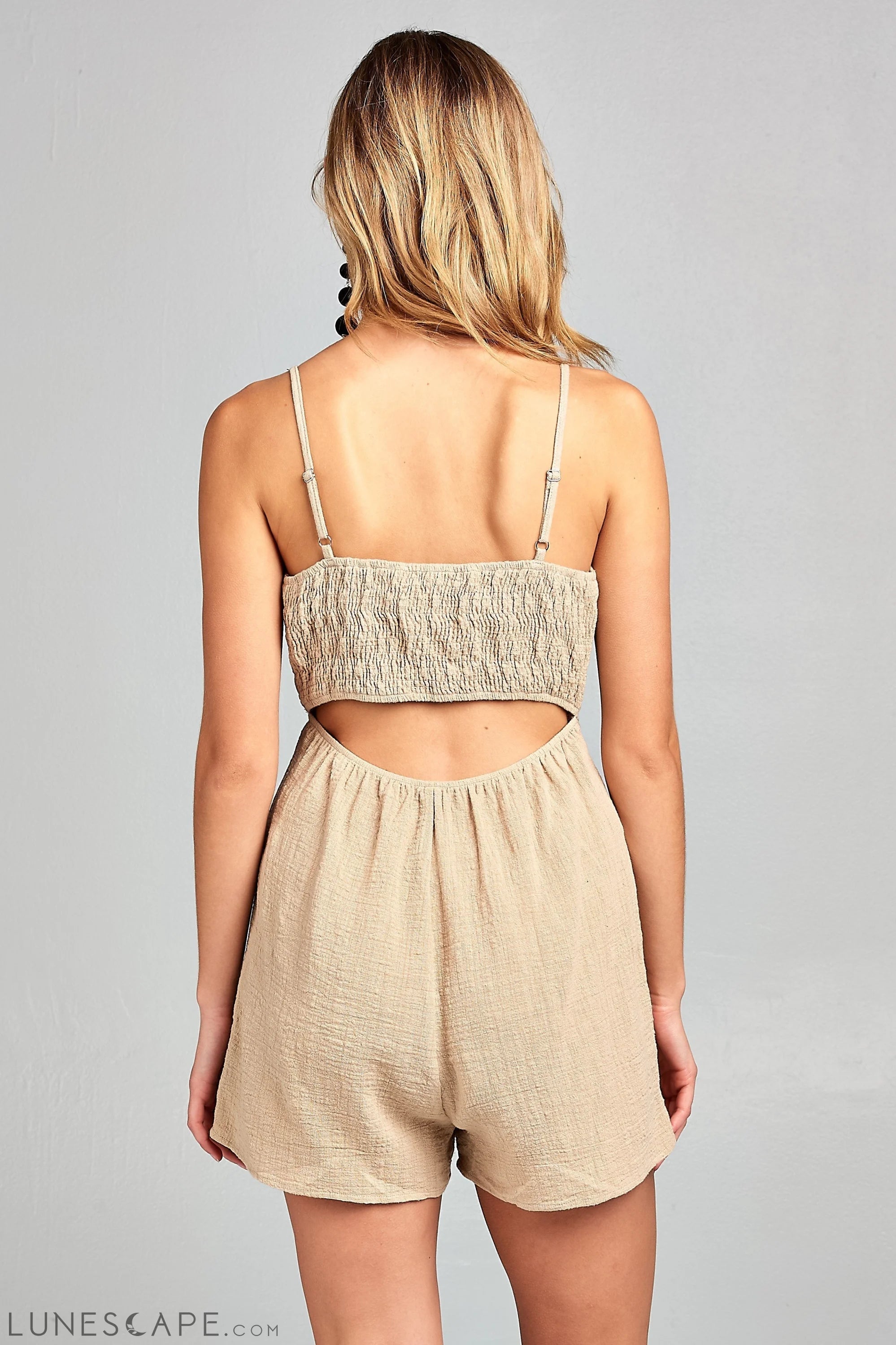 Women's Front Tie Tank Romper with Open back LUNESCAPE