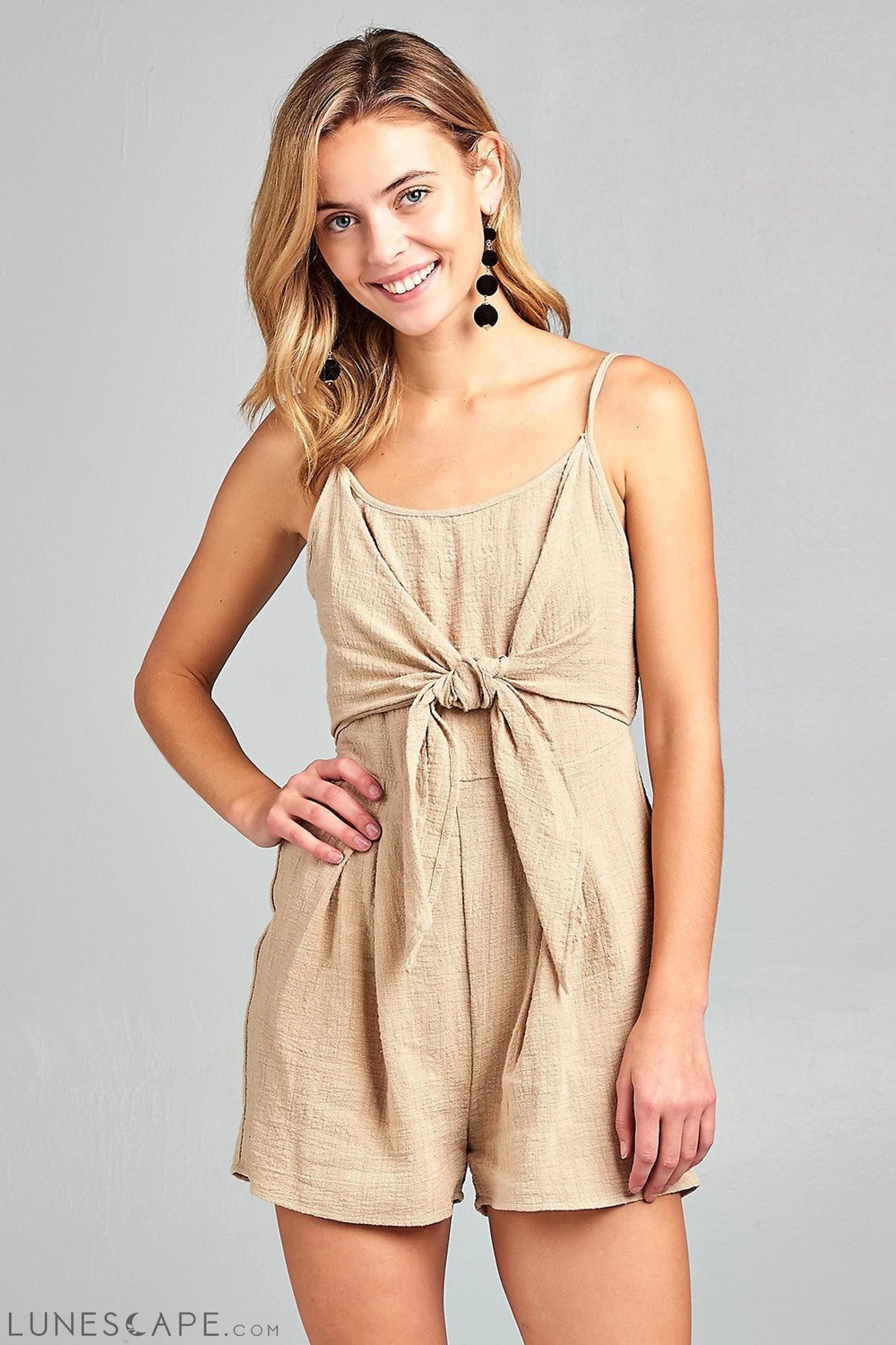 Women's Front Tie Tank Romper with Open back LUNESCAPE