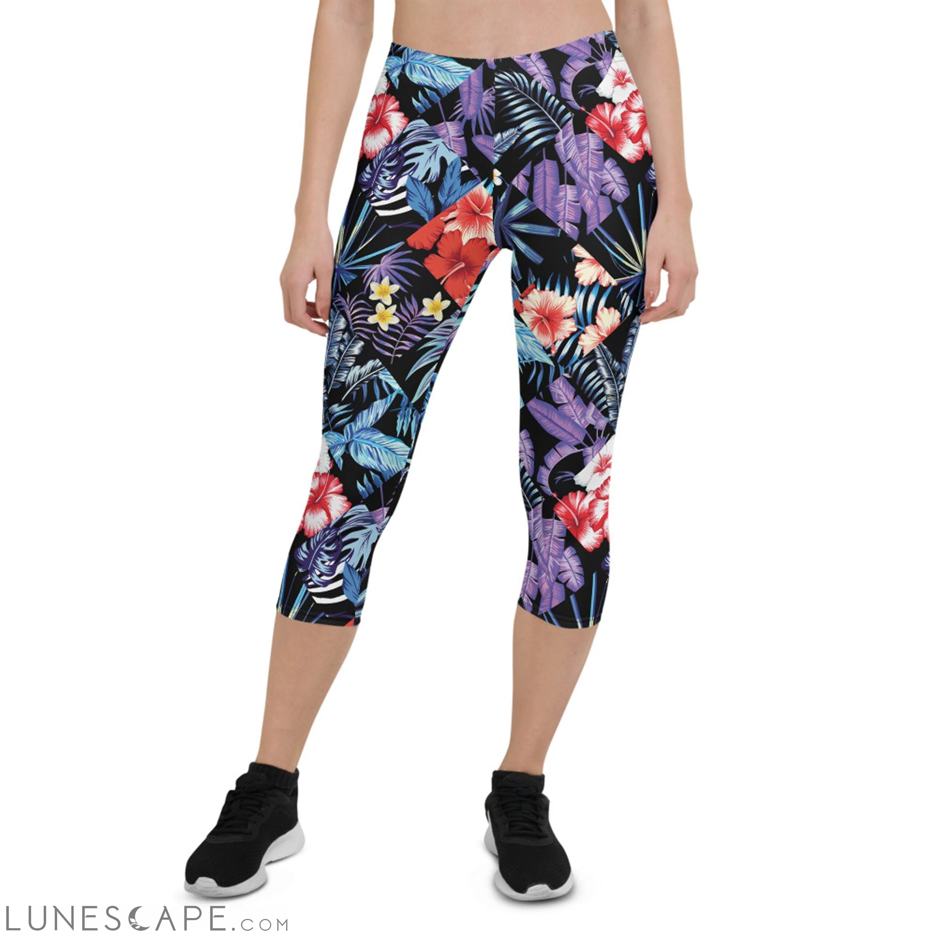 Womens Hawaii Hibiscus Floral Capri Leggings Leggings