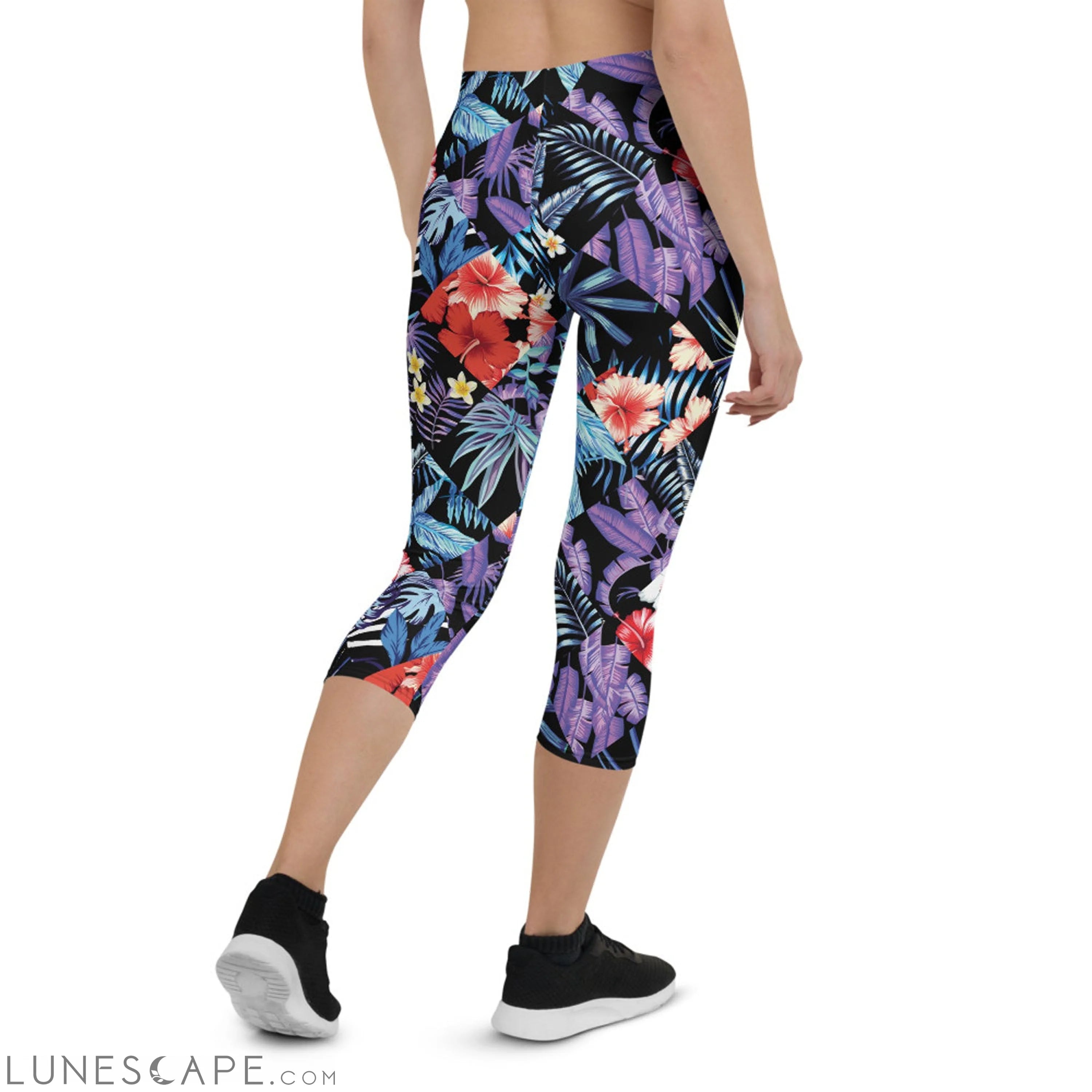 Womens Hawaii Hibiscus Floral Capri Leggings Leggings
