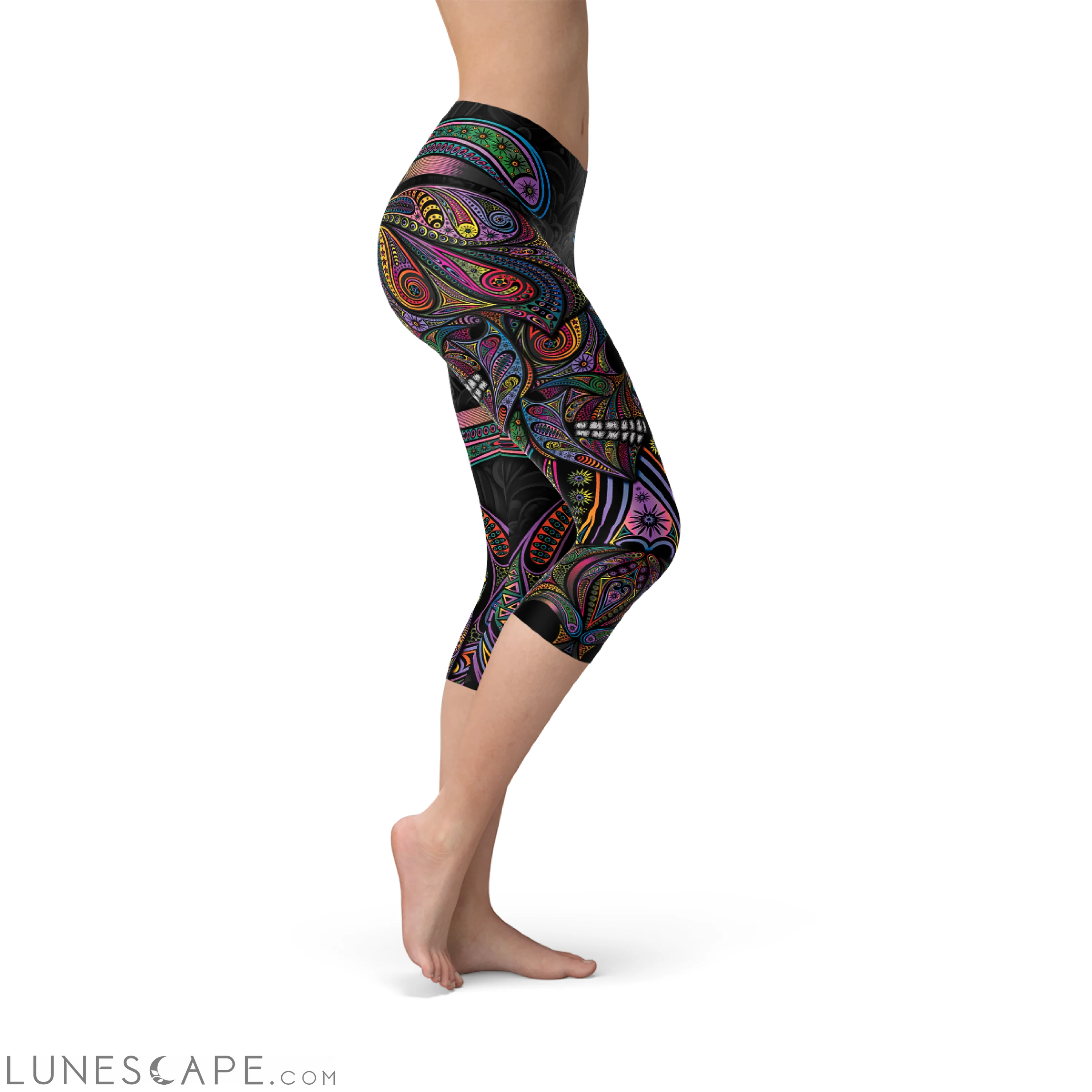 Womens Sugar Skull Capri Leggings Leggings