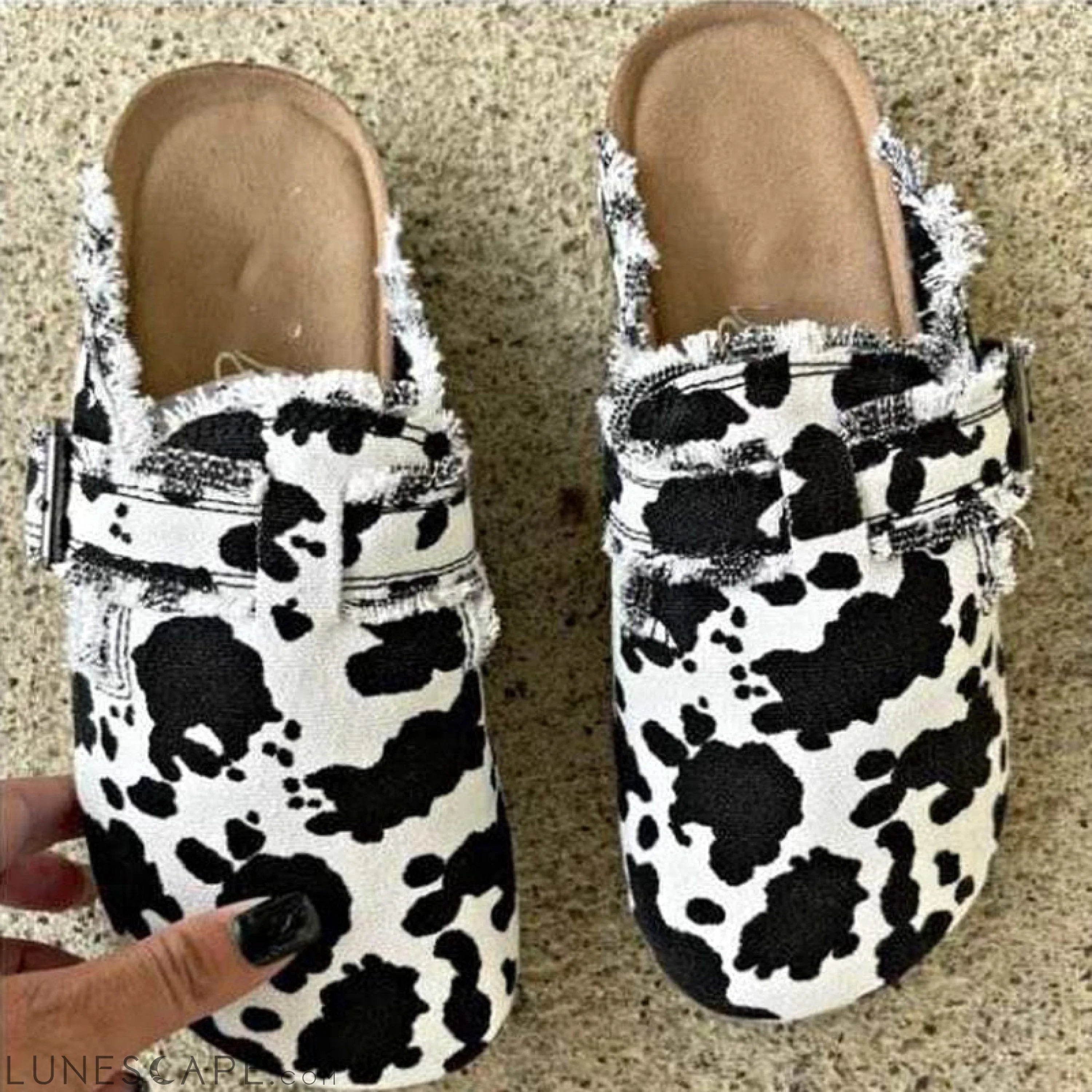 Women's Vintage Clogs Flat Heel Round Toe Canvas Loafer LUNESCAPE