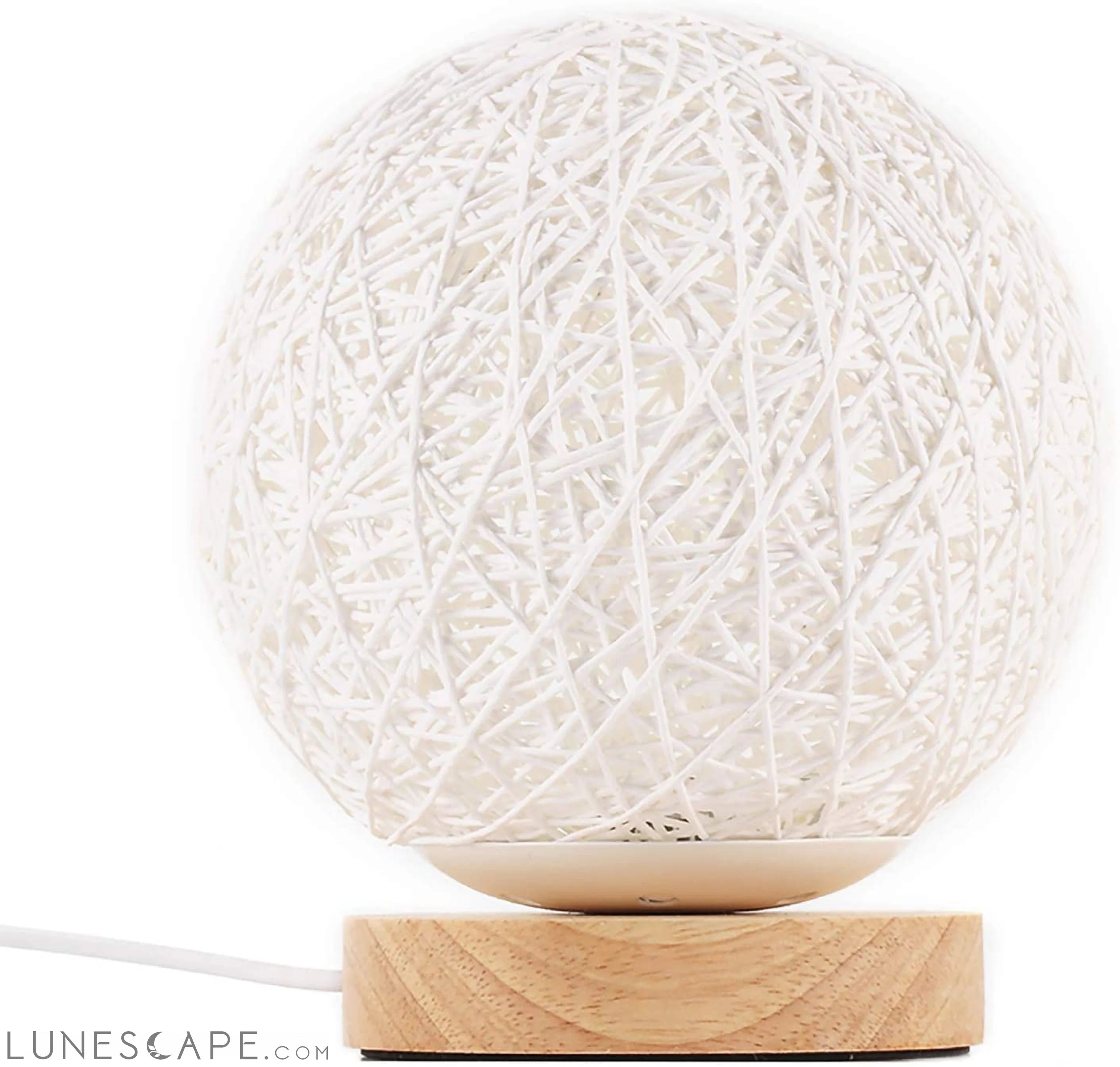 Wood Table Lamp Wood Decorative Bedside Moon Lamp USB Charger LUNESCAPE