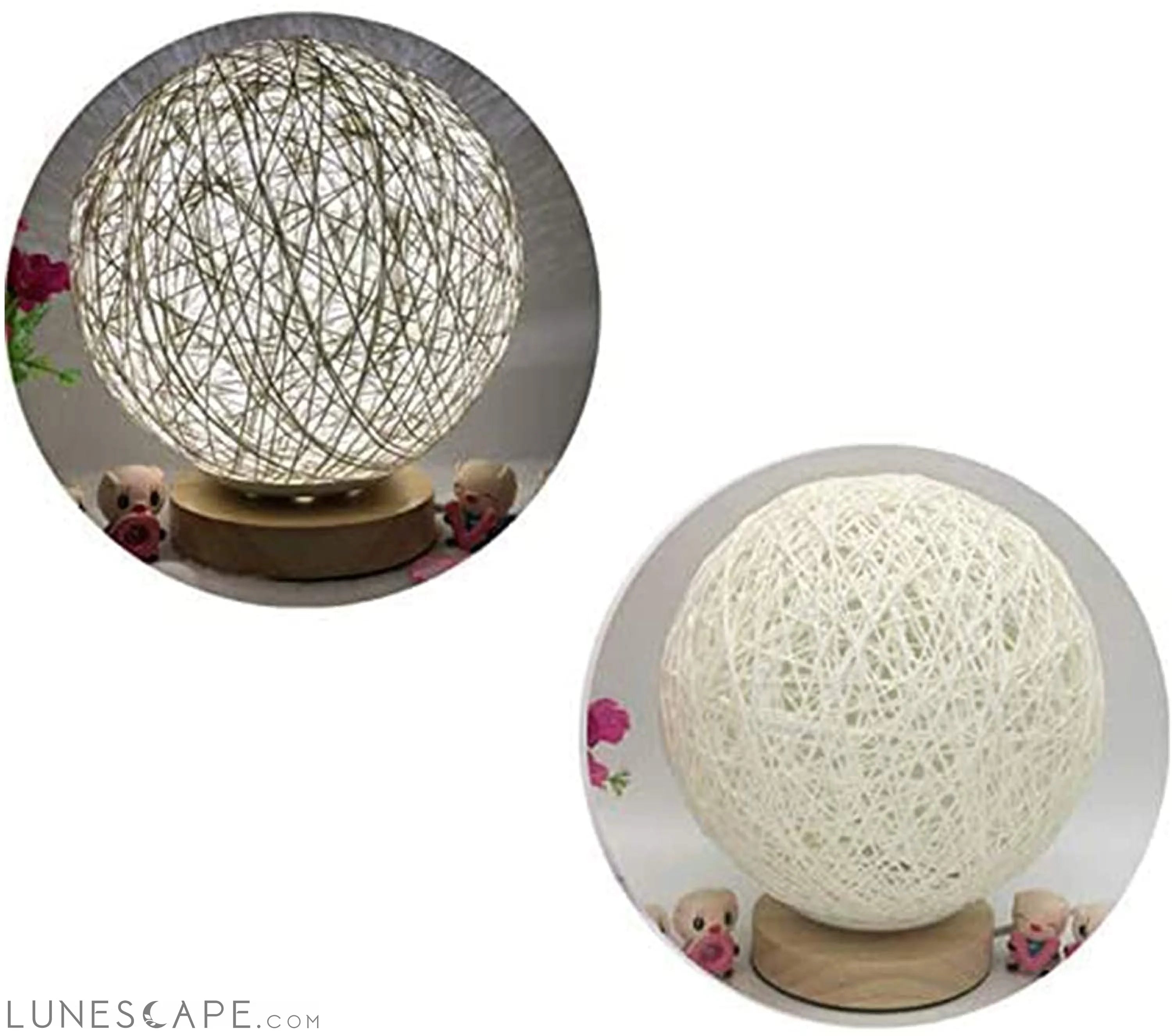 Wood Table Lamp Wood Decorative Bedside Moon Lamp USB Charger LUNESCAPE