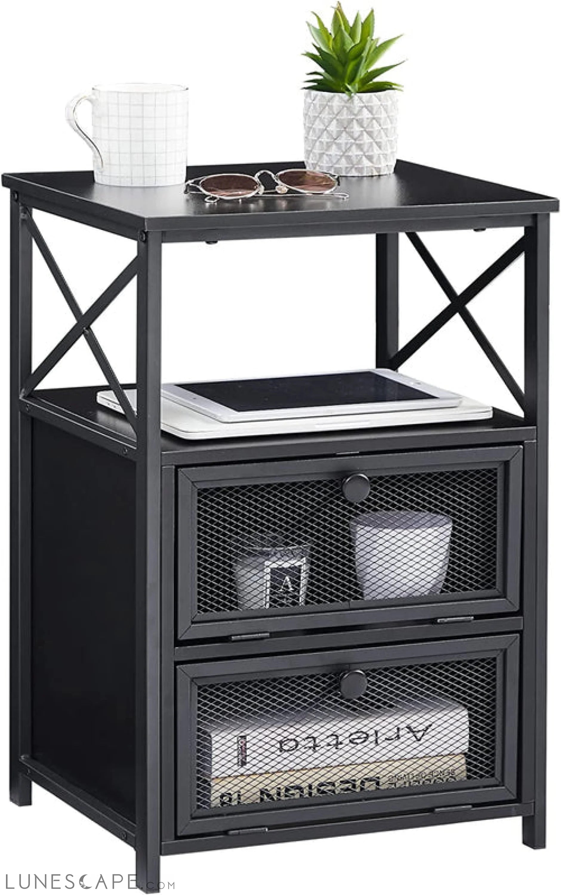 X-Design Retro Black Nightstand LUNESCAPE