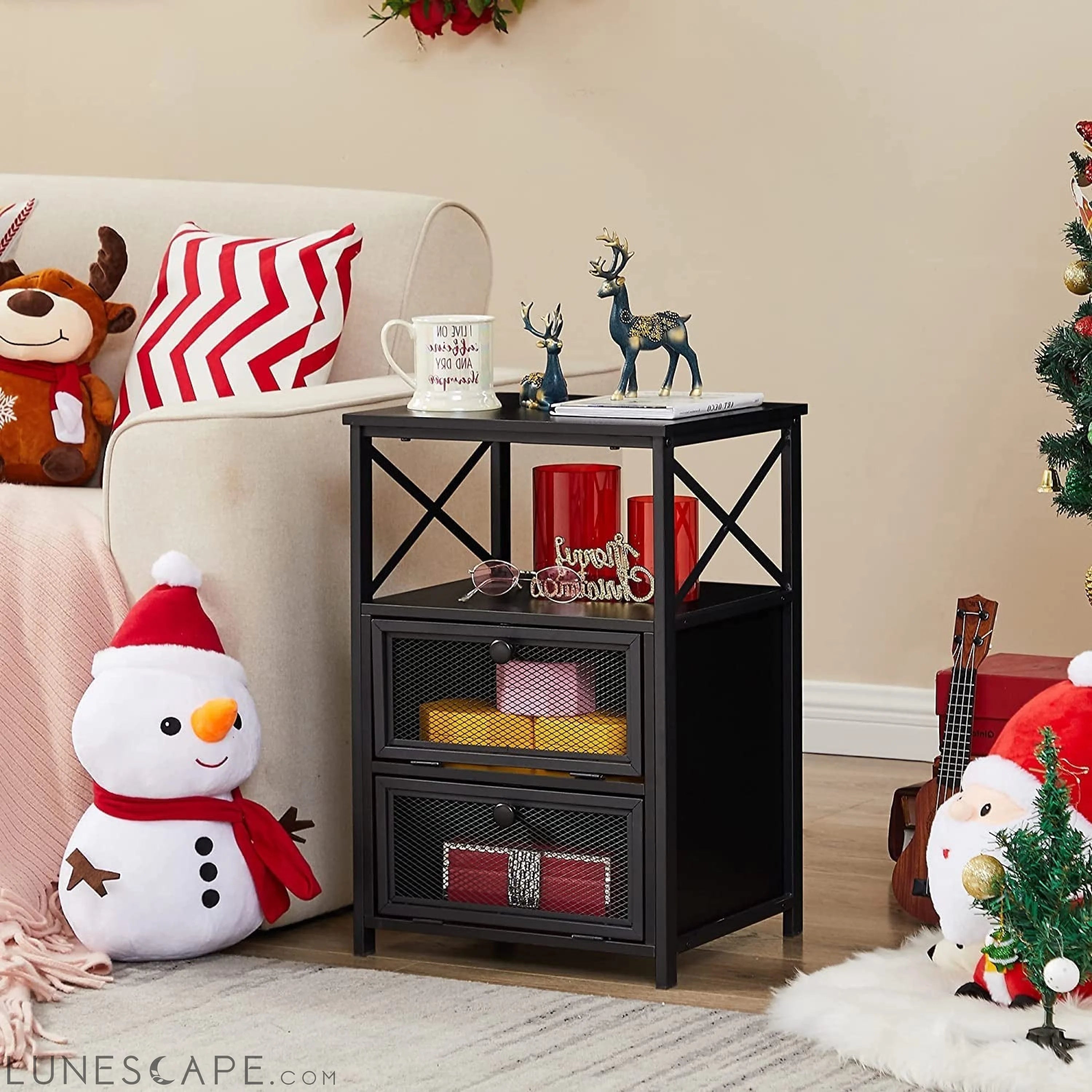 X-Design Retro Black Nightstand LUNESCAPE