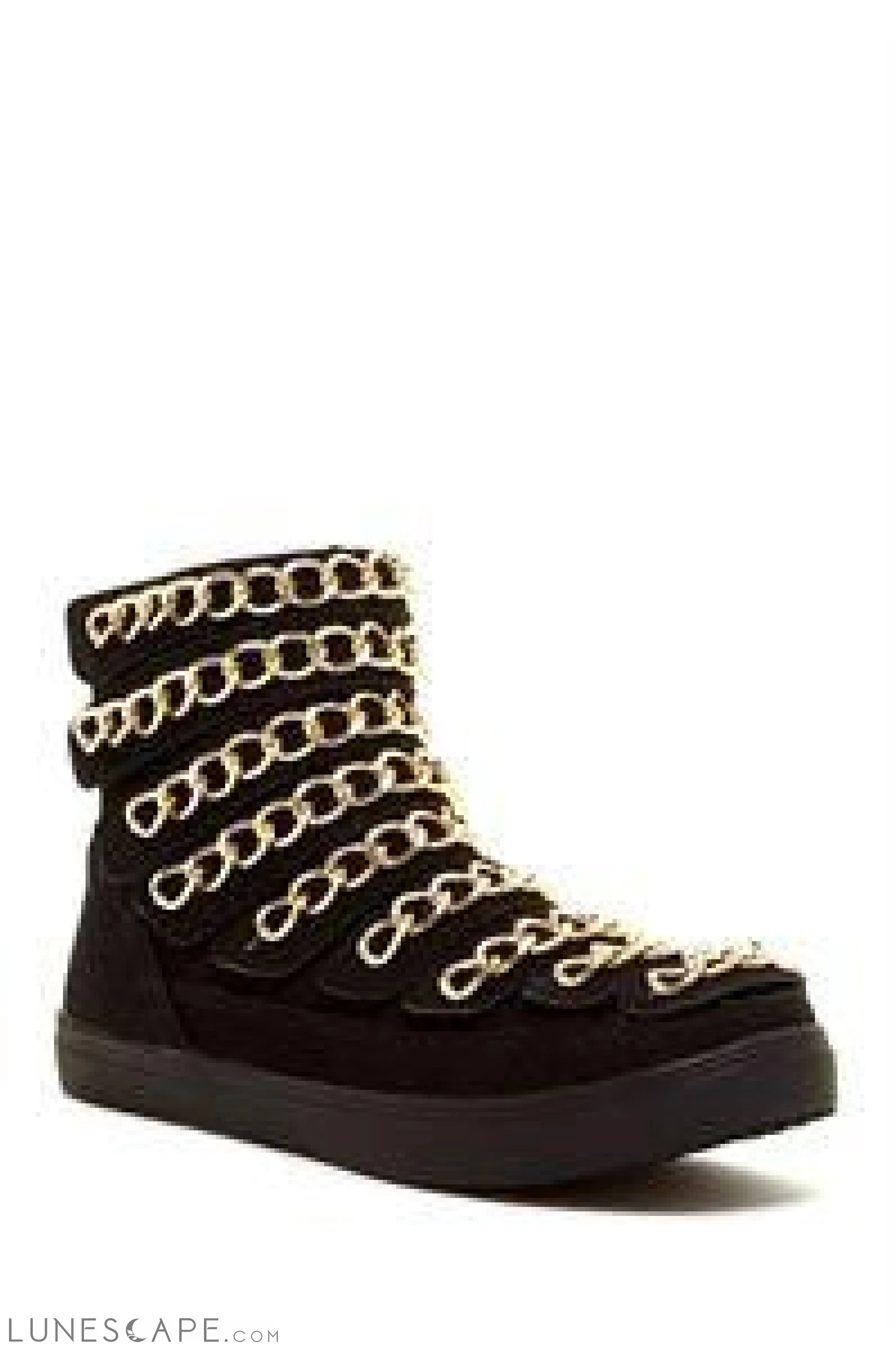 YASMEN Gold Chain Black Flat Ankle Boot LUNESCAPE
