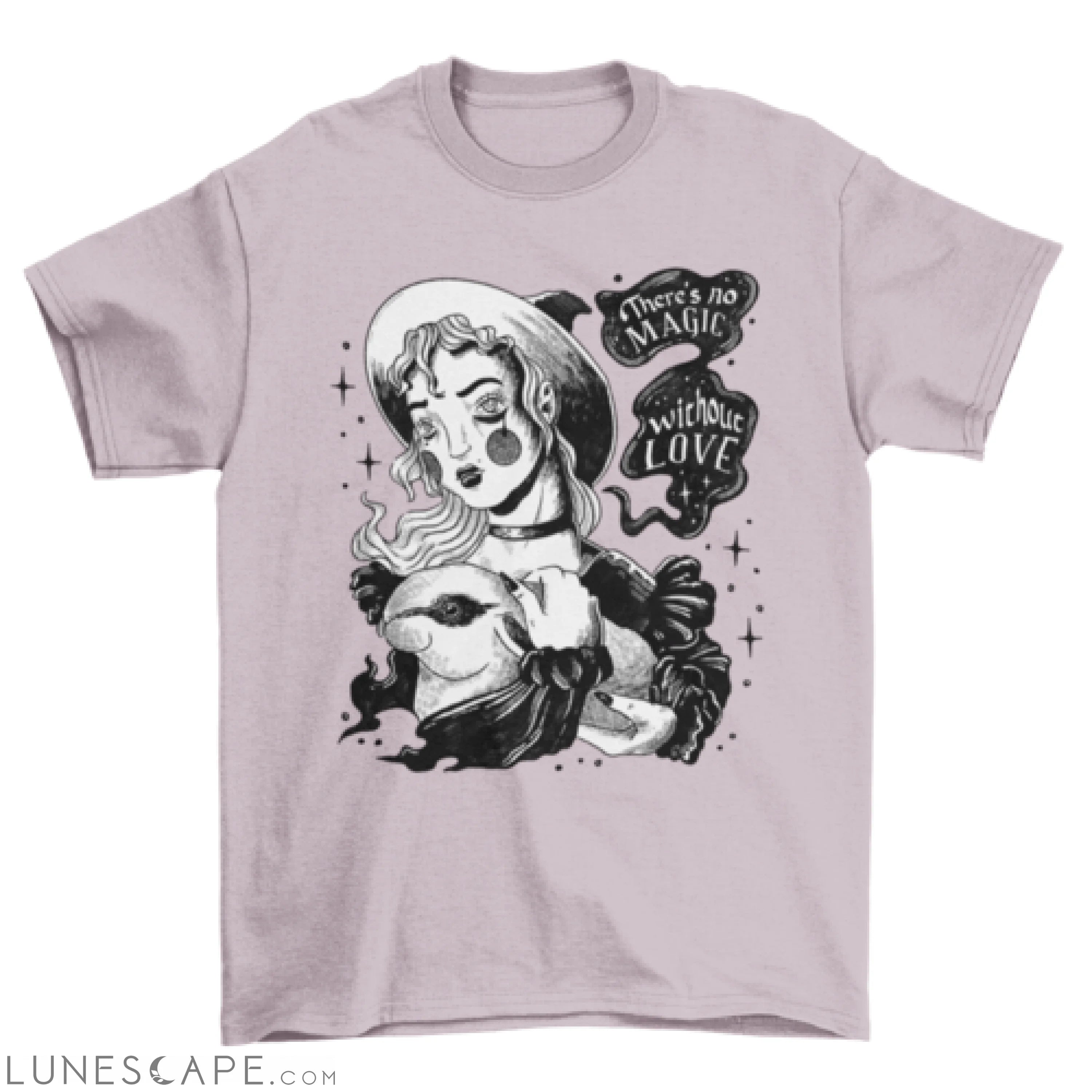 Young witch and rabbit t-shirt LUNESCAPE