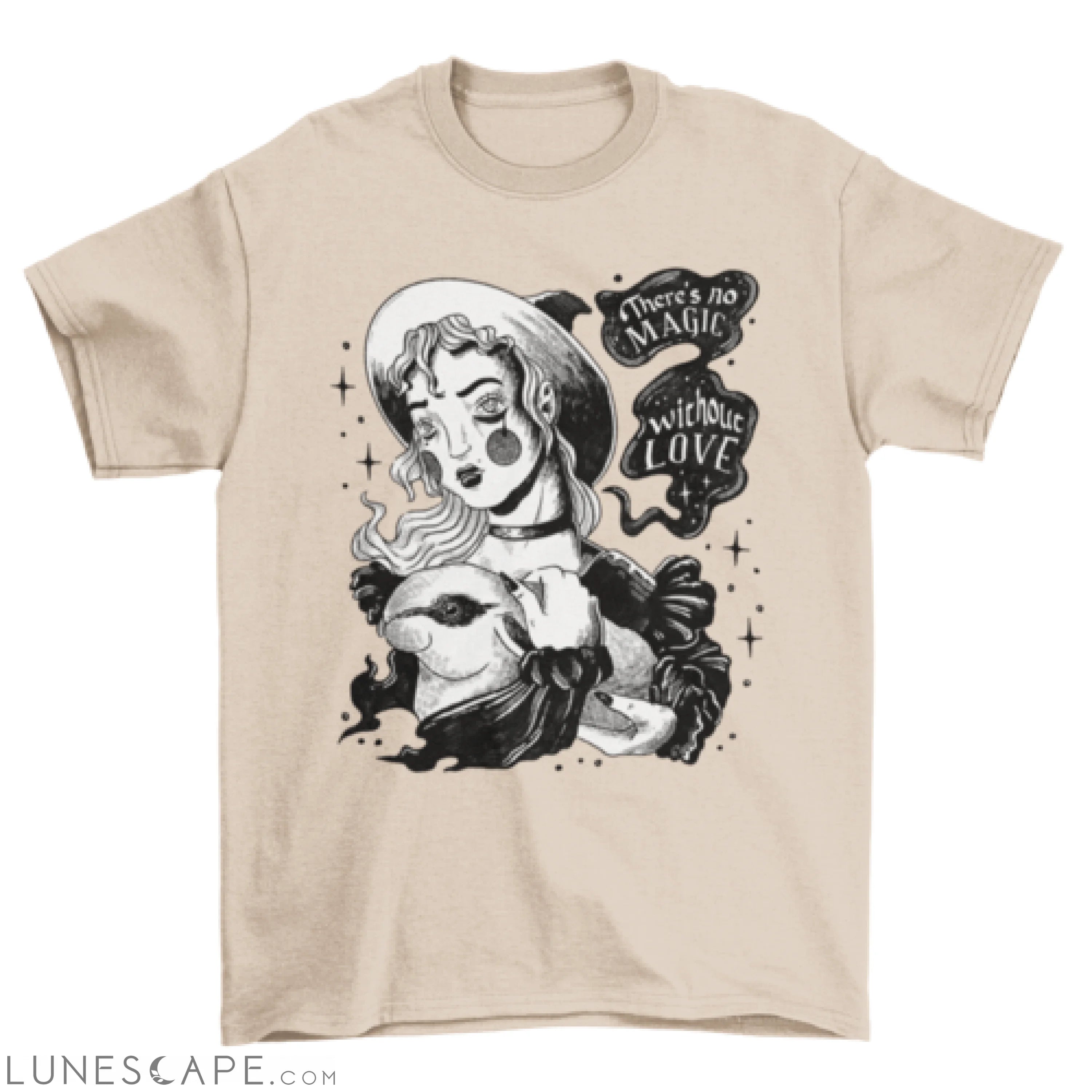 Young witch and rabbit t-shirt LUNESCAPE