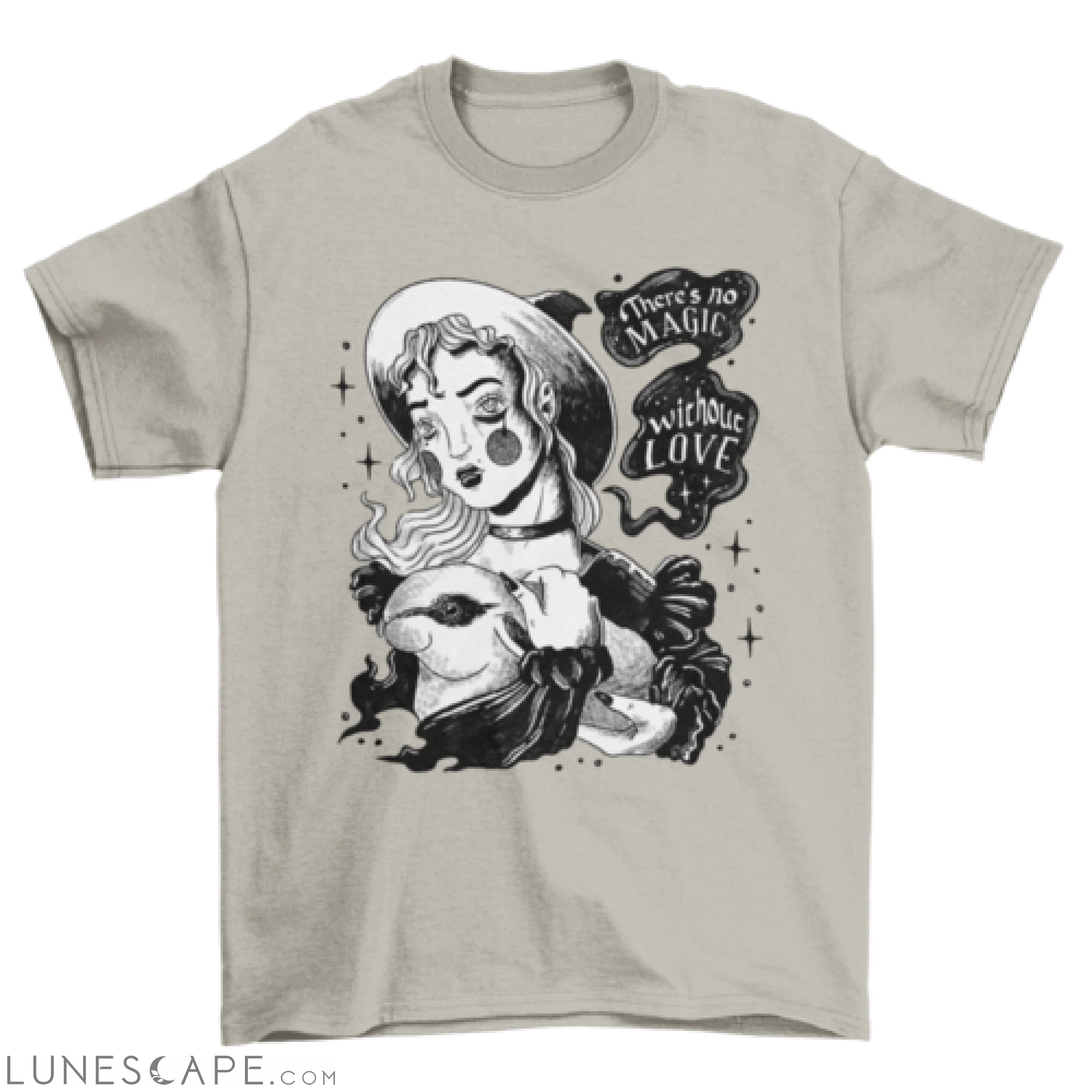 Young witch and rabbit t-shirt LUNESCAPE