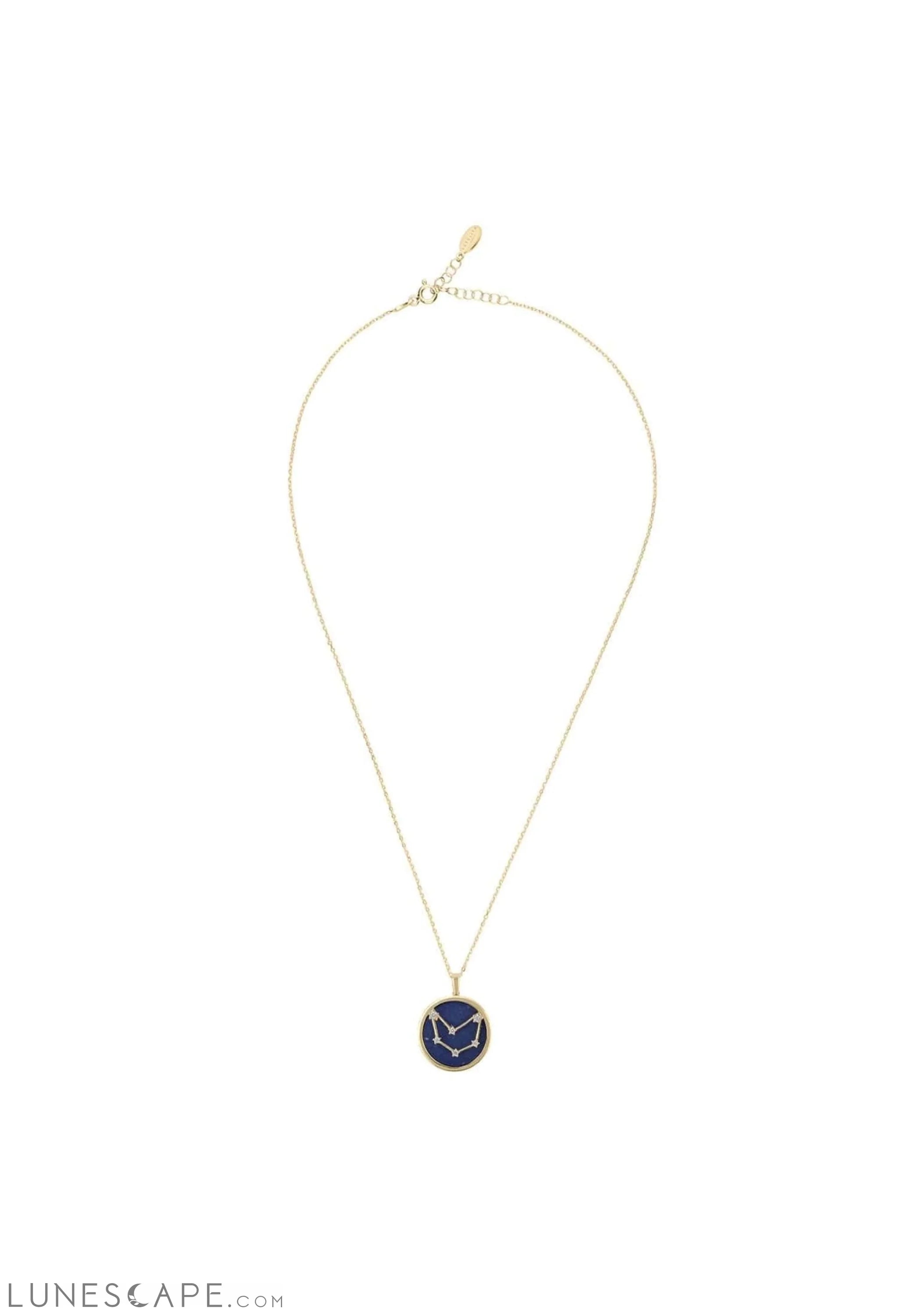 Zodiac Lapis Lazuli Gemstone Star Constellation Pendant Necklace Gold Capricorn LUNESCAPE