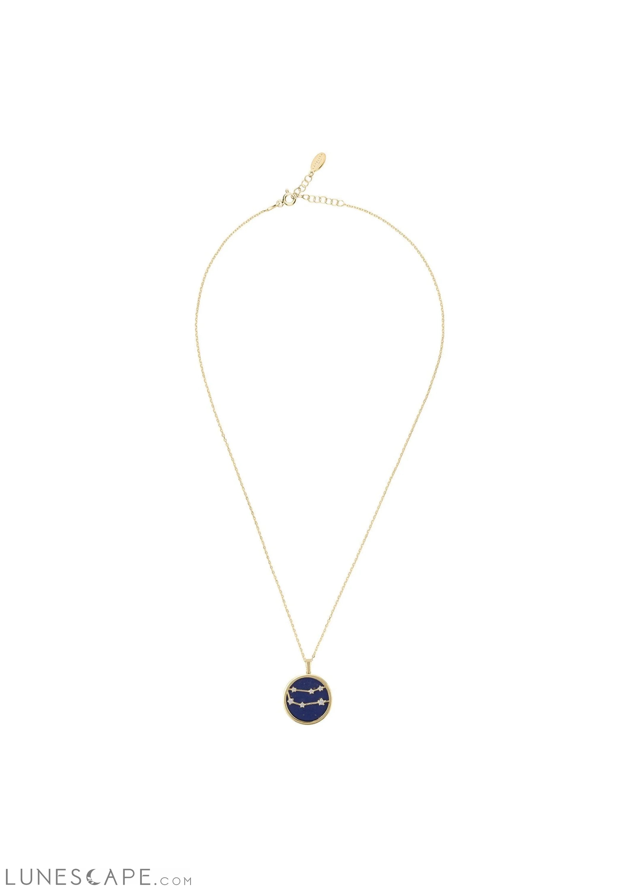 Zodiac Lapis Lazuli Gemstone Star Constellation Pendant Necklace Gold Gemini LUNESCAPE
