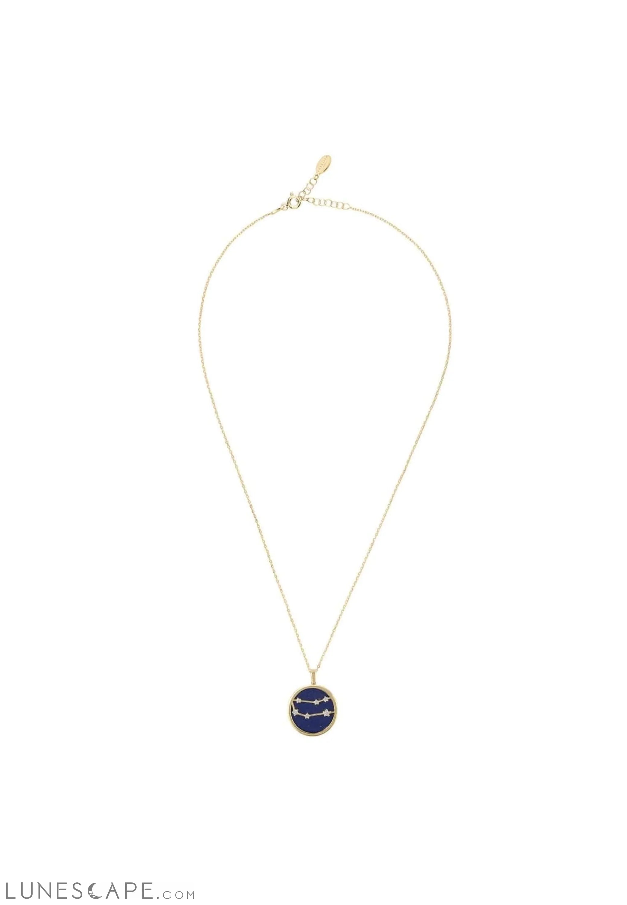 Zodiac Lapis Lazuli Gemstone Star Constellation Pendant Necklace Gold Gemini LUNESCAPE