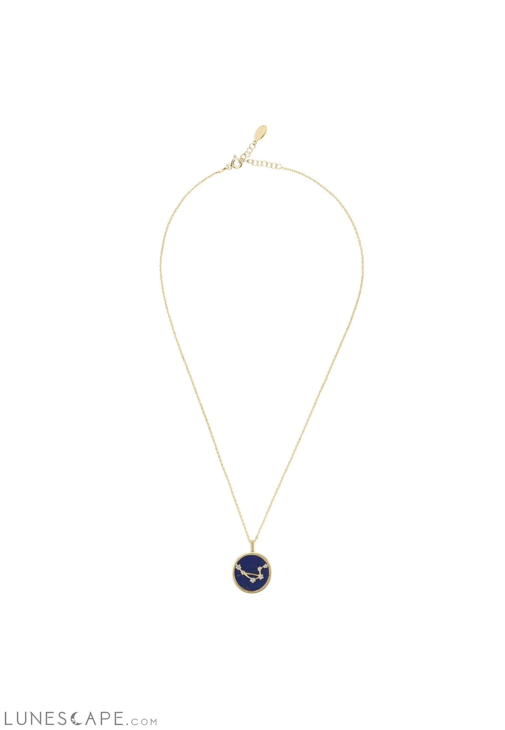 Zodiac Lapis Lazuli Gemstone Star Constellation Pendant Necklace Gold Libra LUNESCAPE