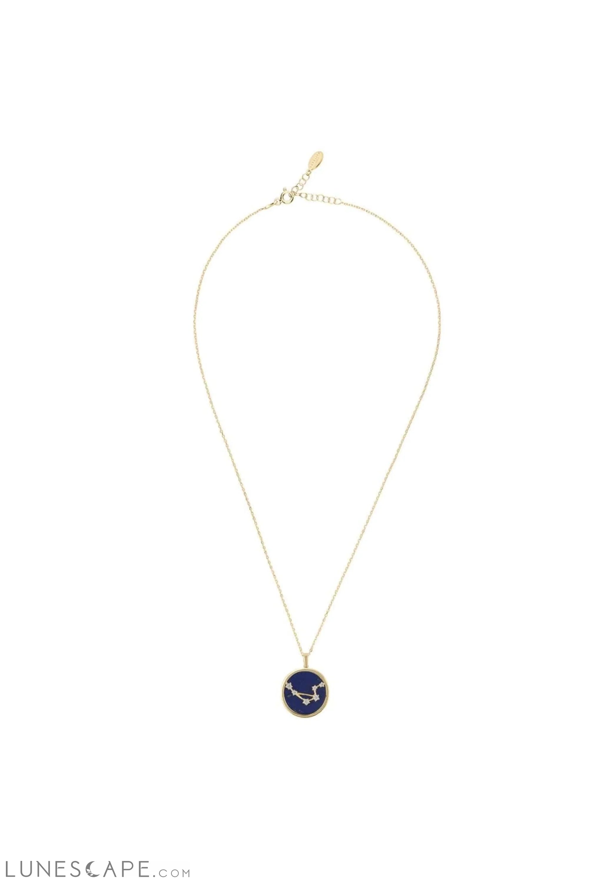 Zodiac Lapis Lazuli Gemstone Star Constellation Pendant Necklace Gold Libra LUNESCAPE