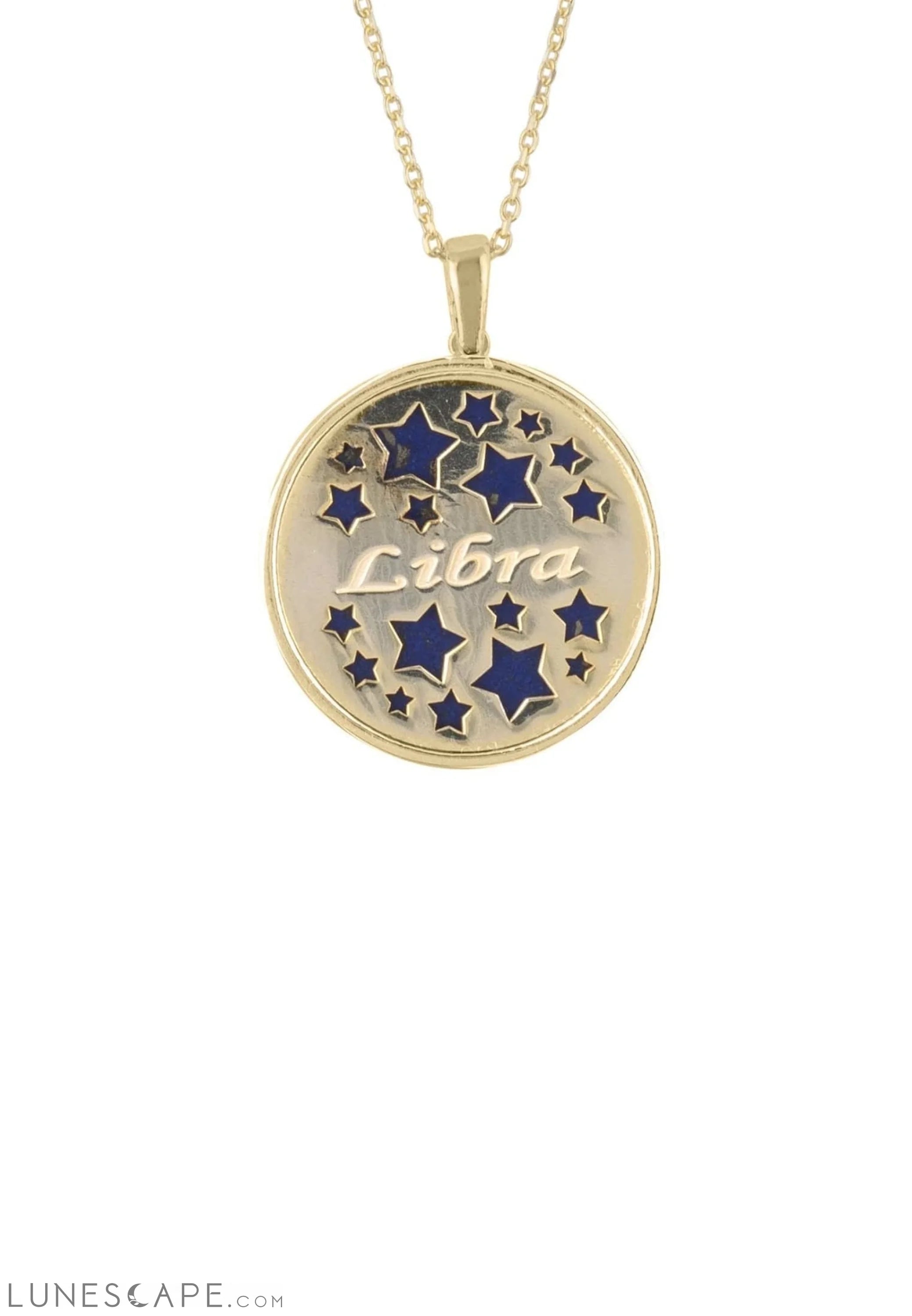 Zodiac Lapis Lazuli Gemstone Star Constellation Pendant Necklace Gold Libra LUNESCAPE
