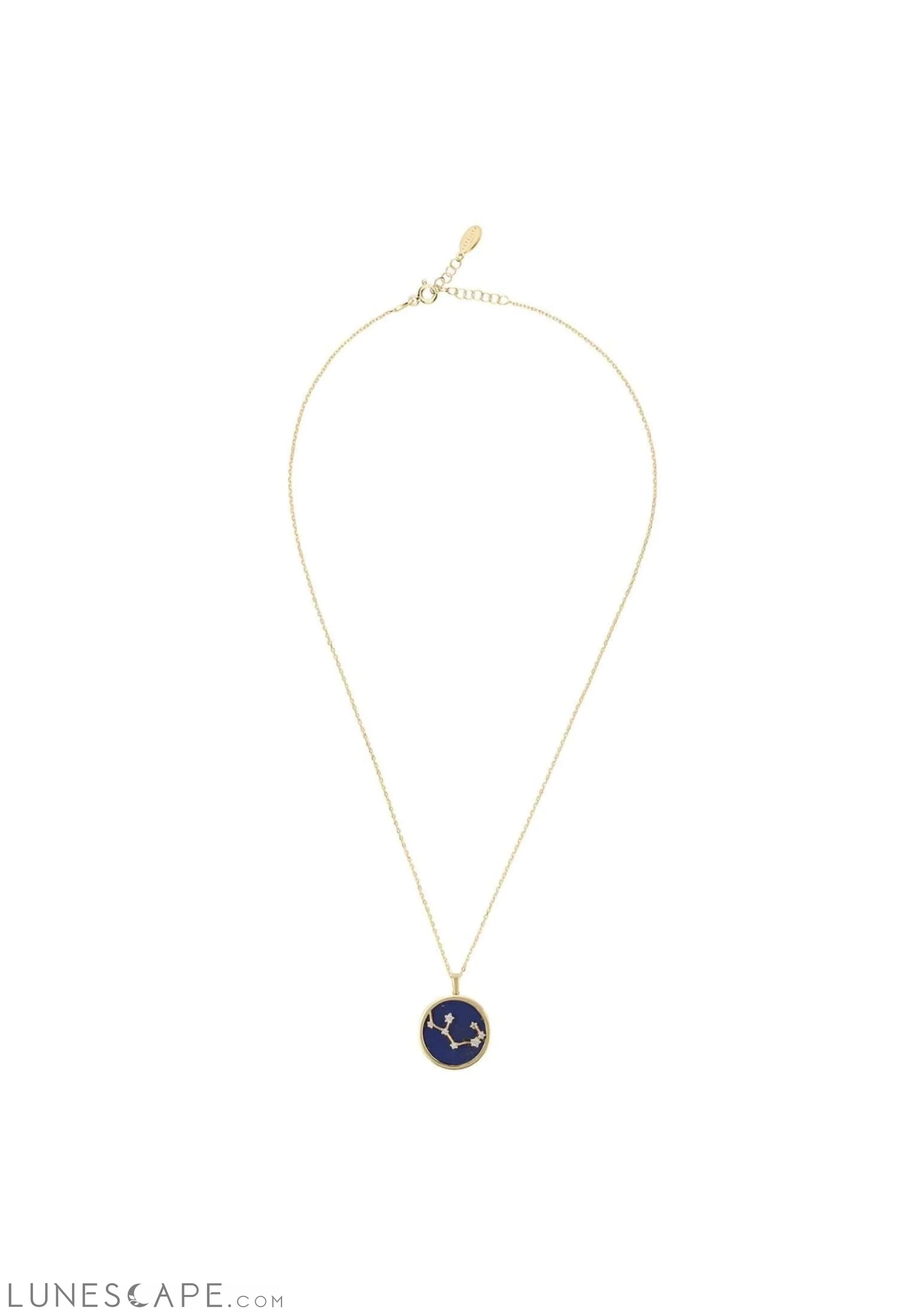 Zodiac Lapis Lazuli Gemstone Star Constellation Pendant Necklace Gold Sagittarius LUNESCAPE