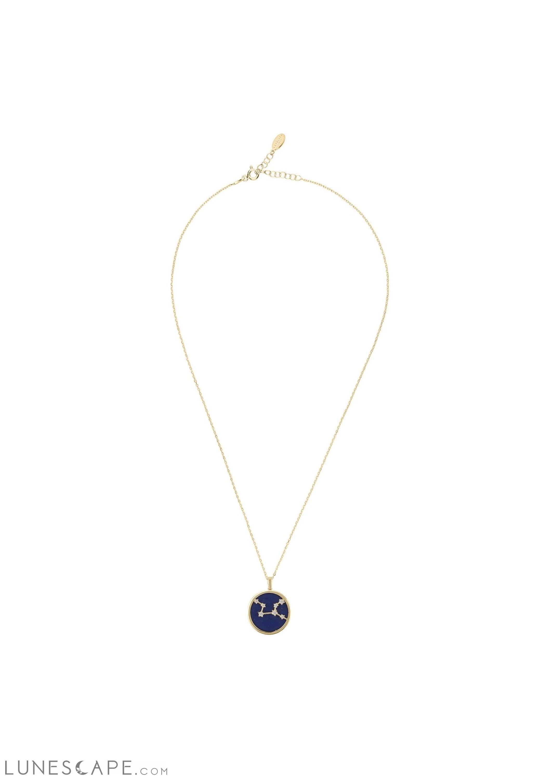 Zodiac Lapis Lazuli Gemstone Star Constellation Pendant Necklace Gold Virgo LUNESCAPE