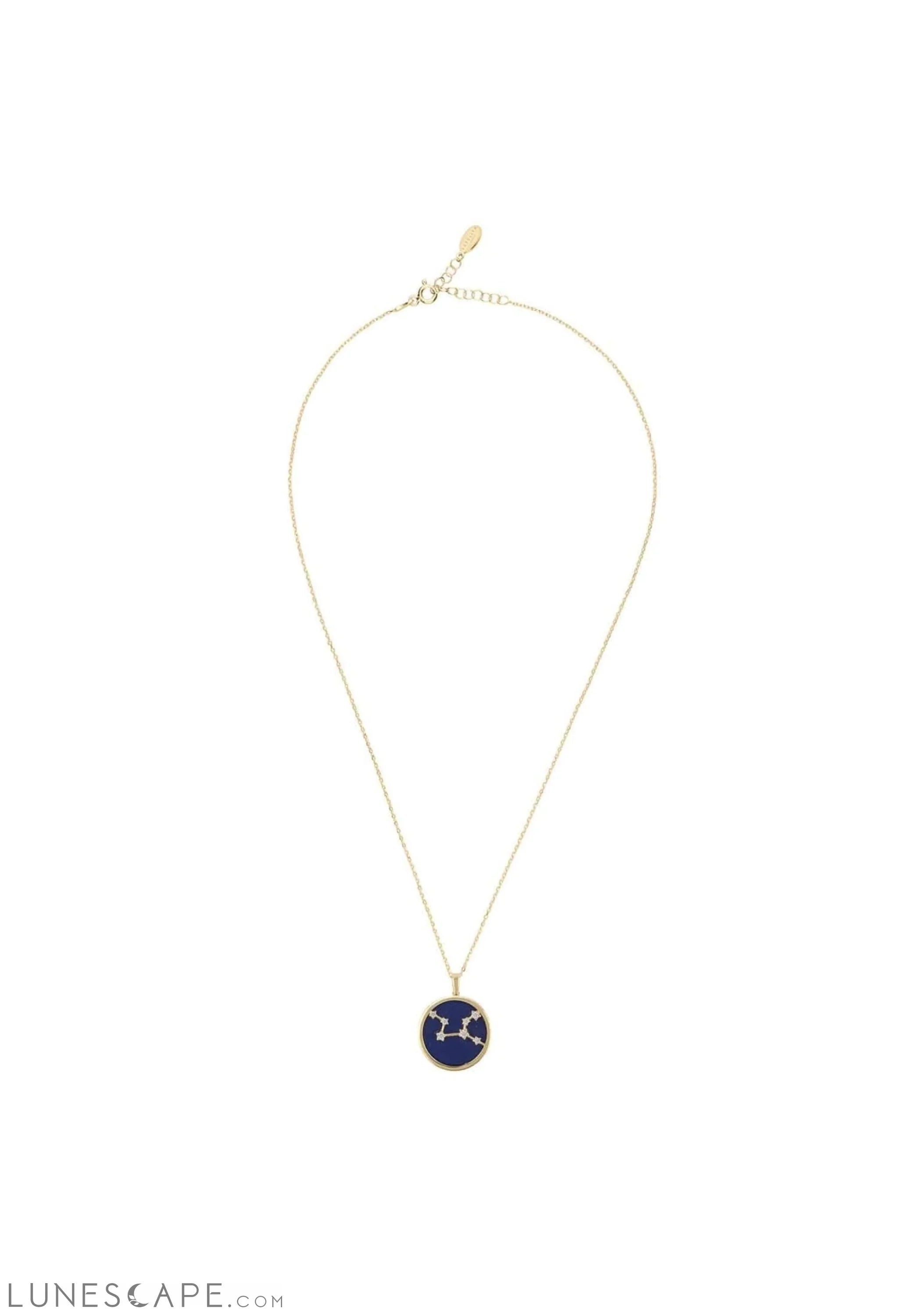 Zodiac Lapis Lazuli Gemstone Star Constellation Pendant Necklace Gold Virgo LUNESCAPE