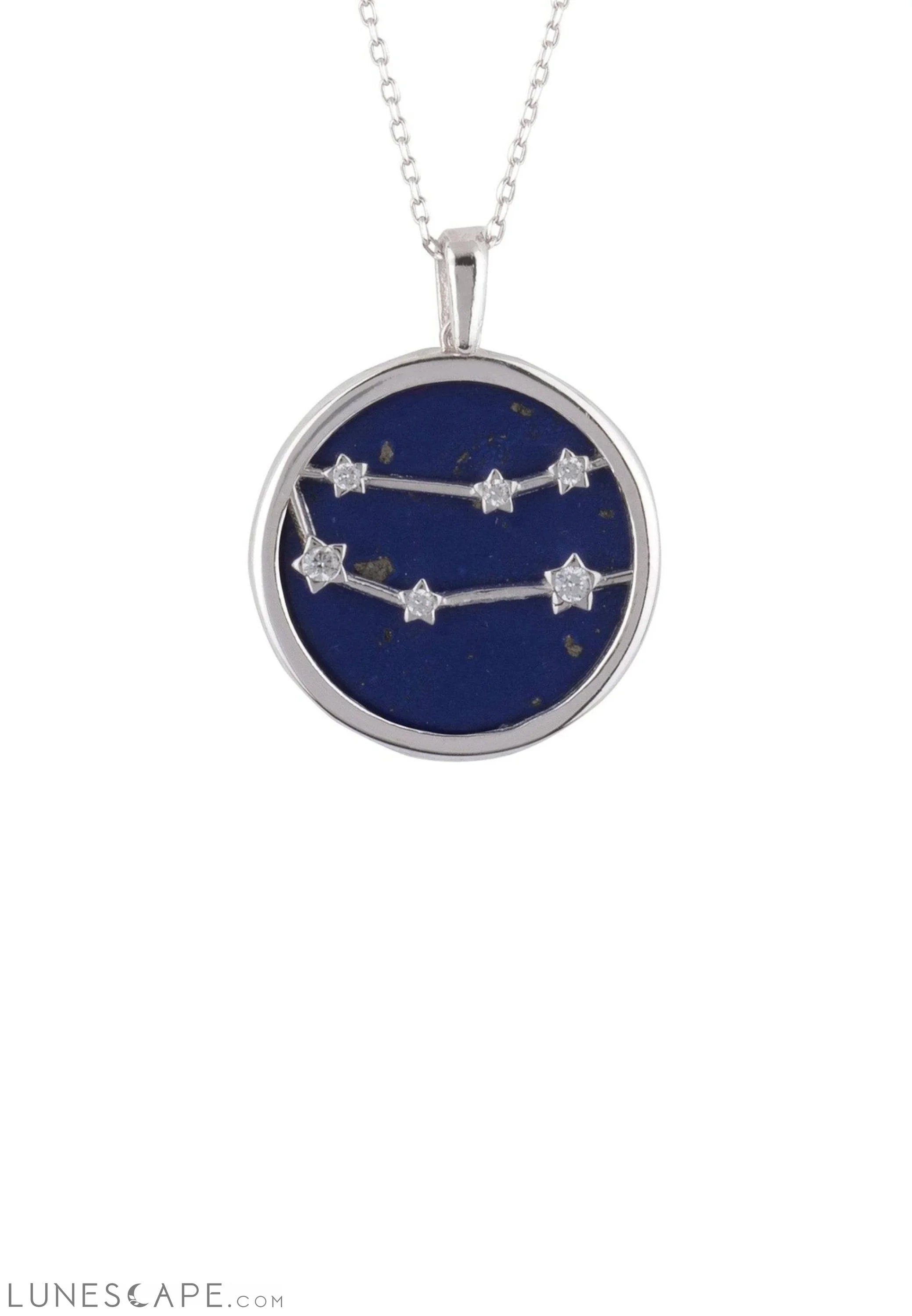 Zodiac Lapis Lazuli Gemstone Star Constellation Pendant Necklace Silver Gemini LUNESCAPE